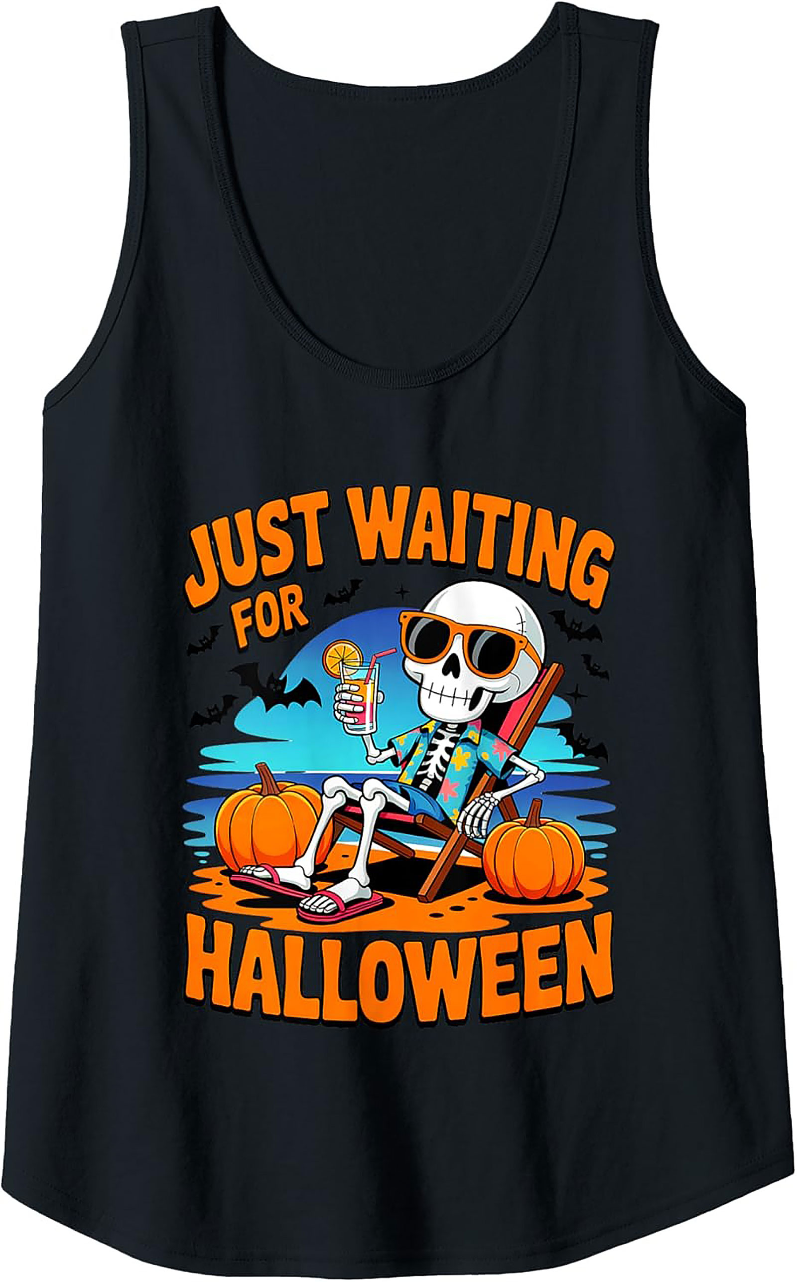 Just Waiting For Halloween Skeleton Graphic Tank Top