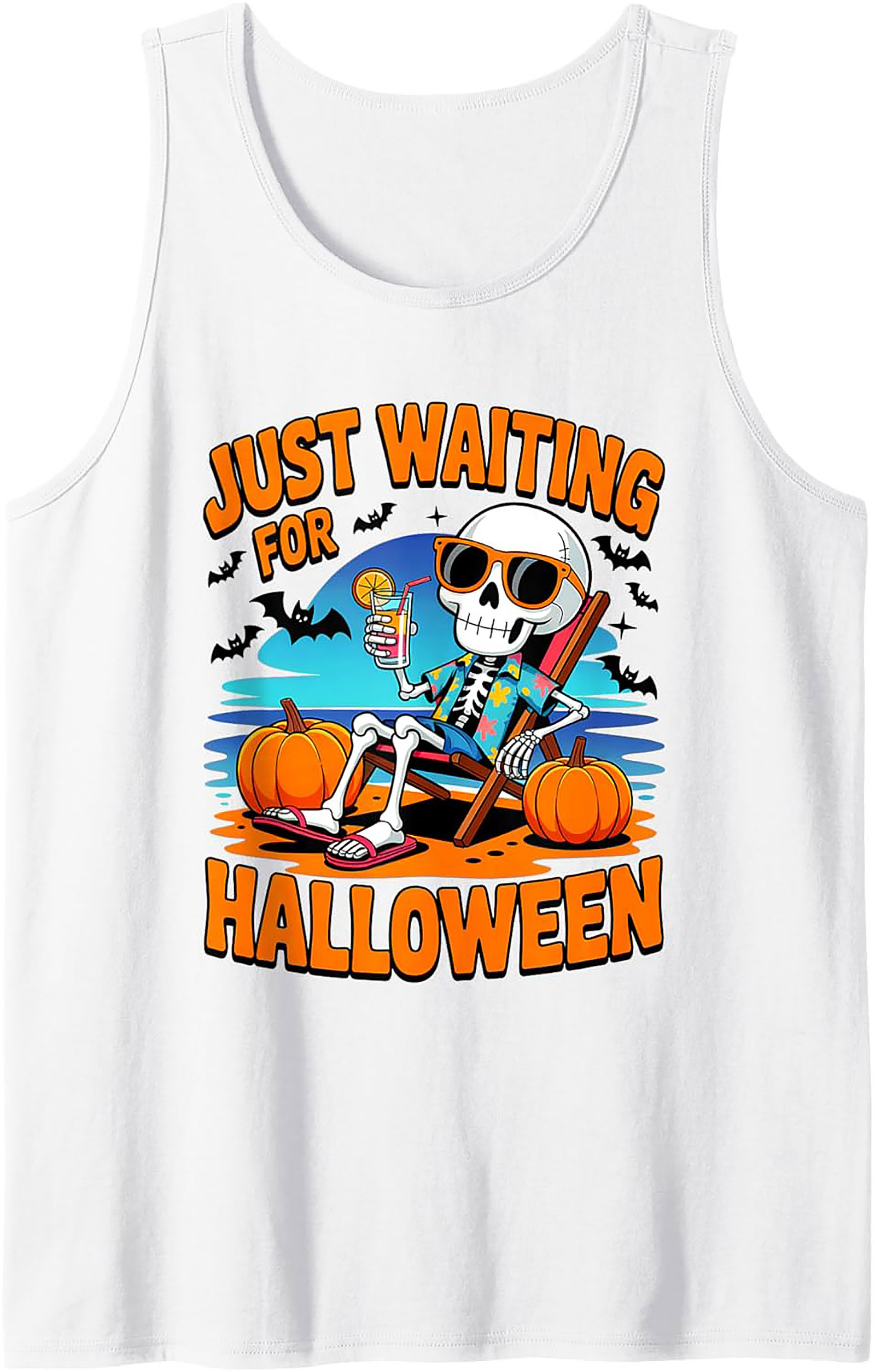 Just Waiting For Halloween Skeleton Graphic Tank Top