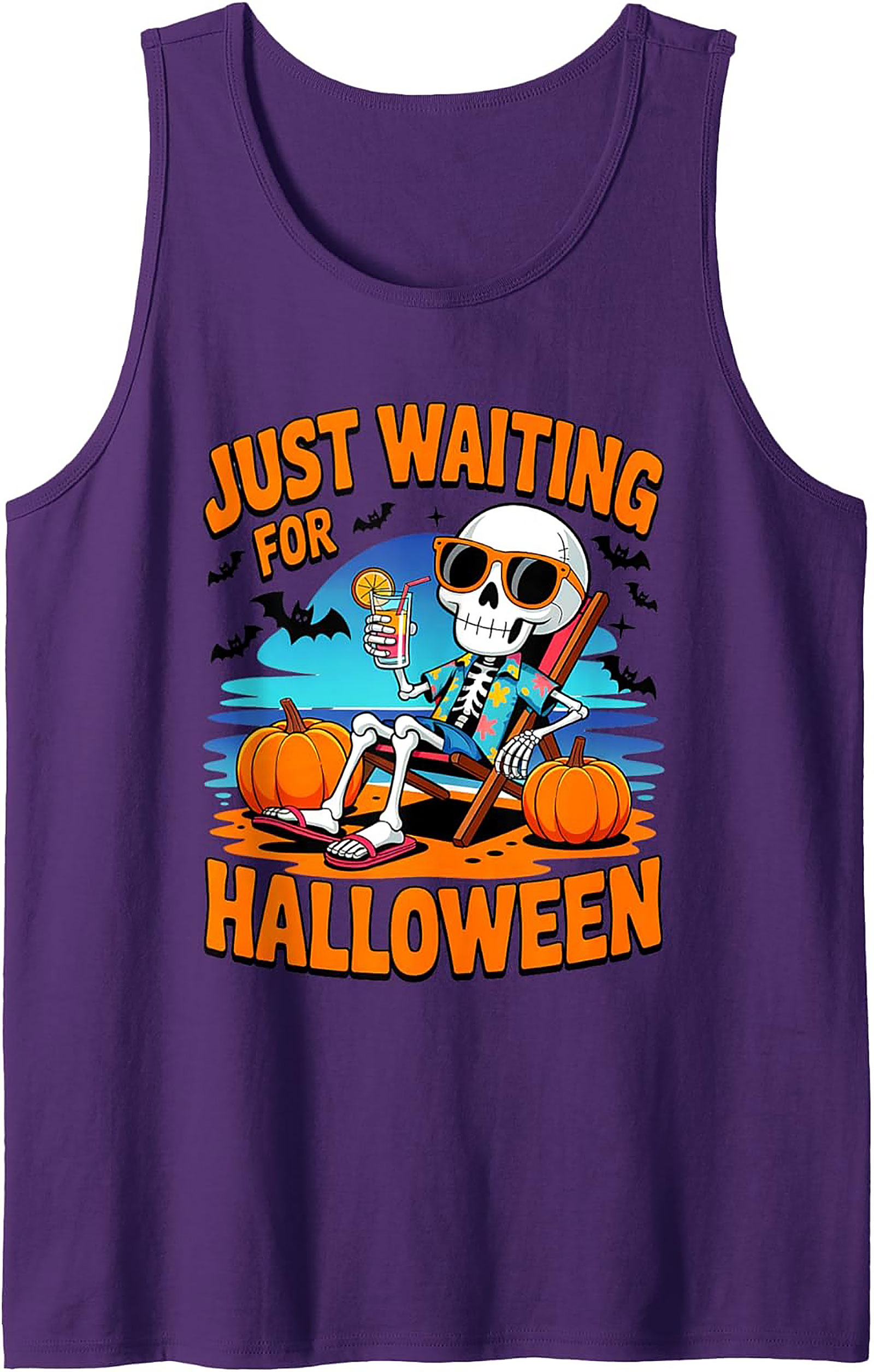 Just Waiting For Halloween Skeleton Graphic Tank Top