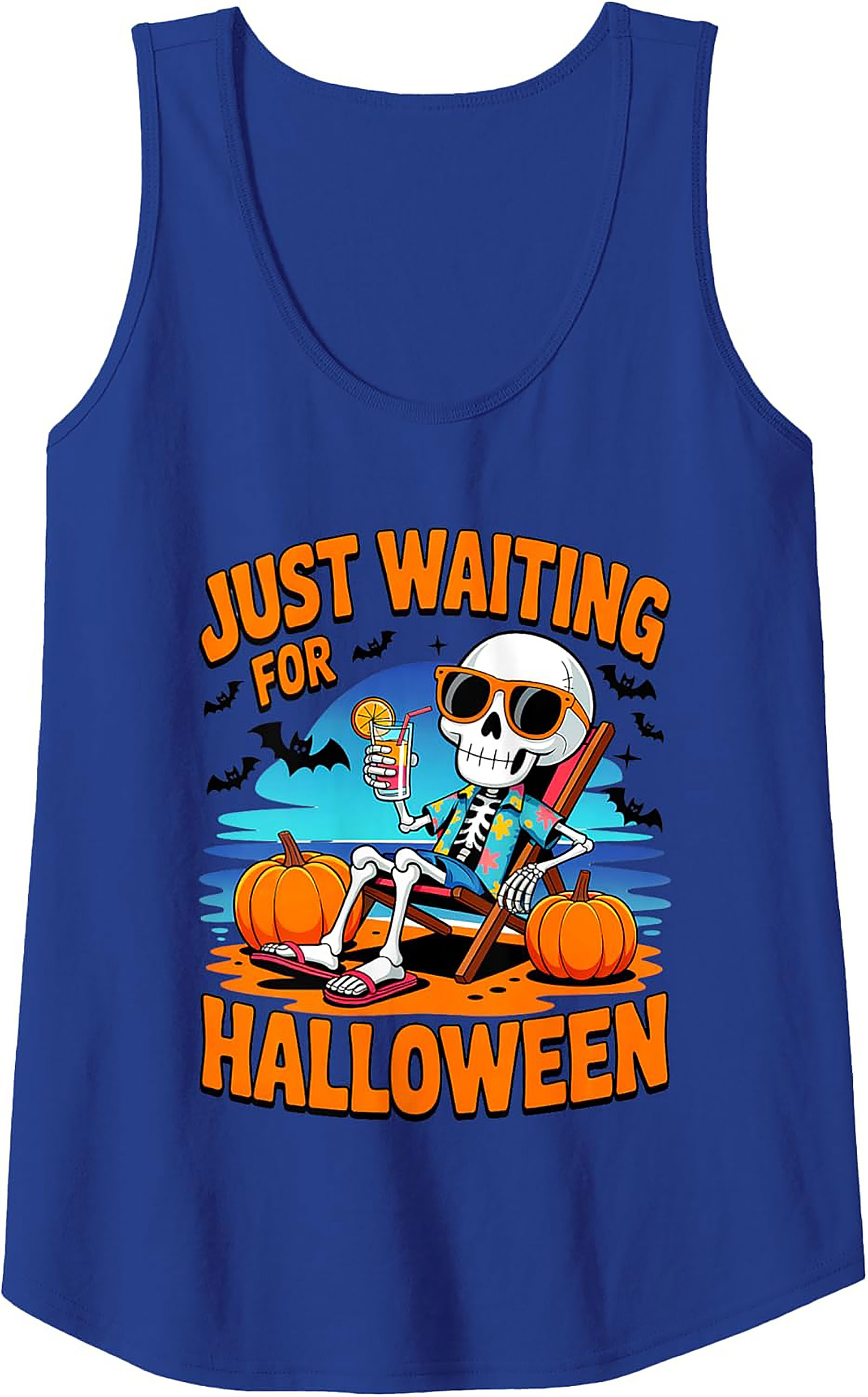 Just Waiting For Halloween Skeleton Graphic Tank Top