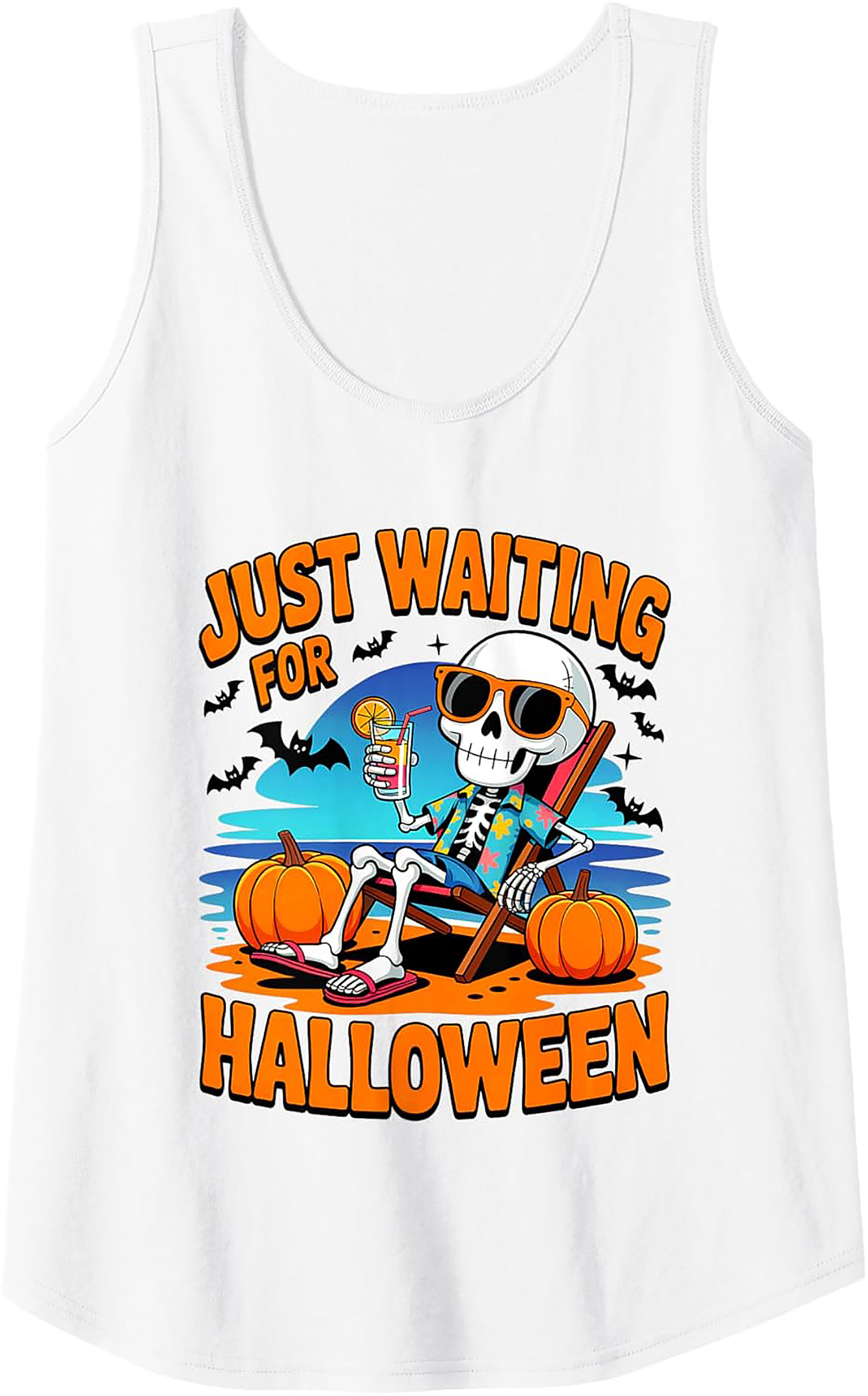 Just Waiting For Halloween Skeleton Graphic Tank Top