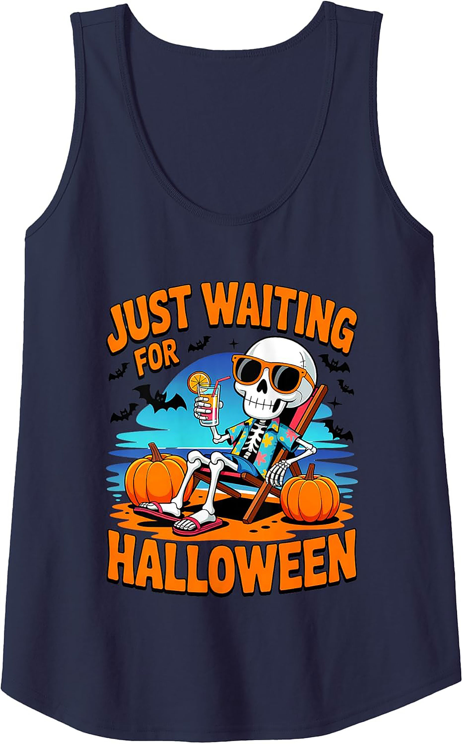 Just Waiting For Halloween Skeleton Graphic Tank Top