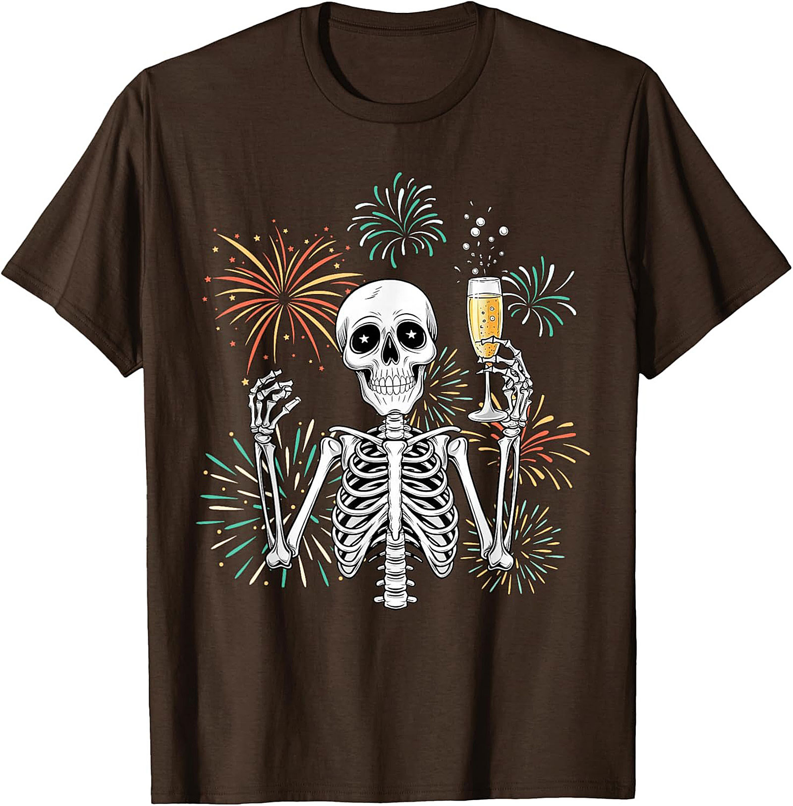 New Year Skeleton T-shirt Funny NYE Graphic Tee Gift