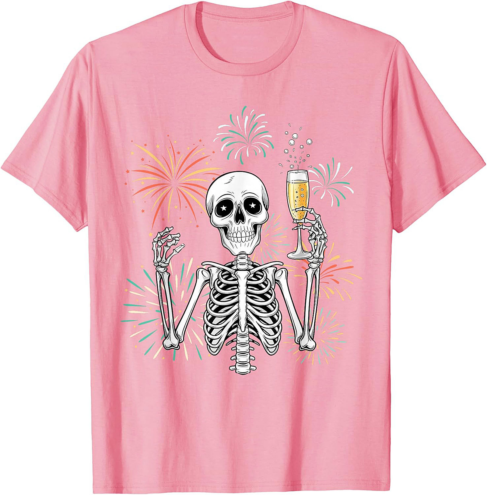 New Year Skeleton T-shirt Funny NYE Graphic Tee Gift