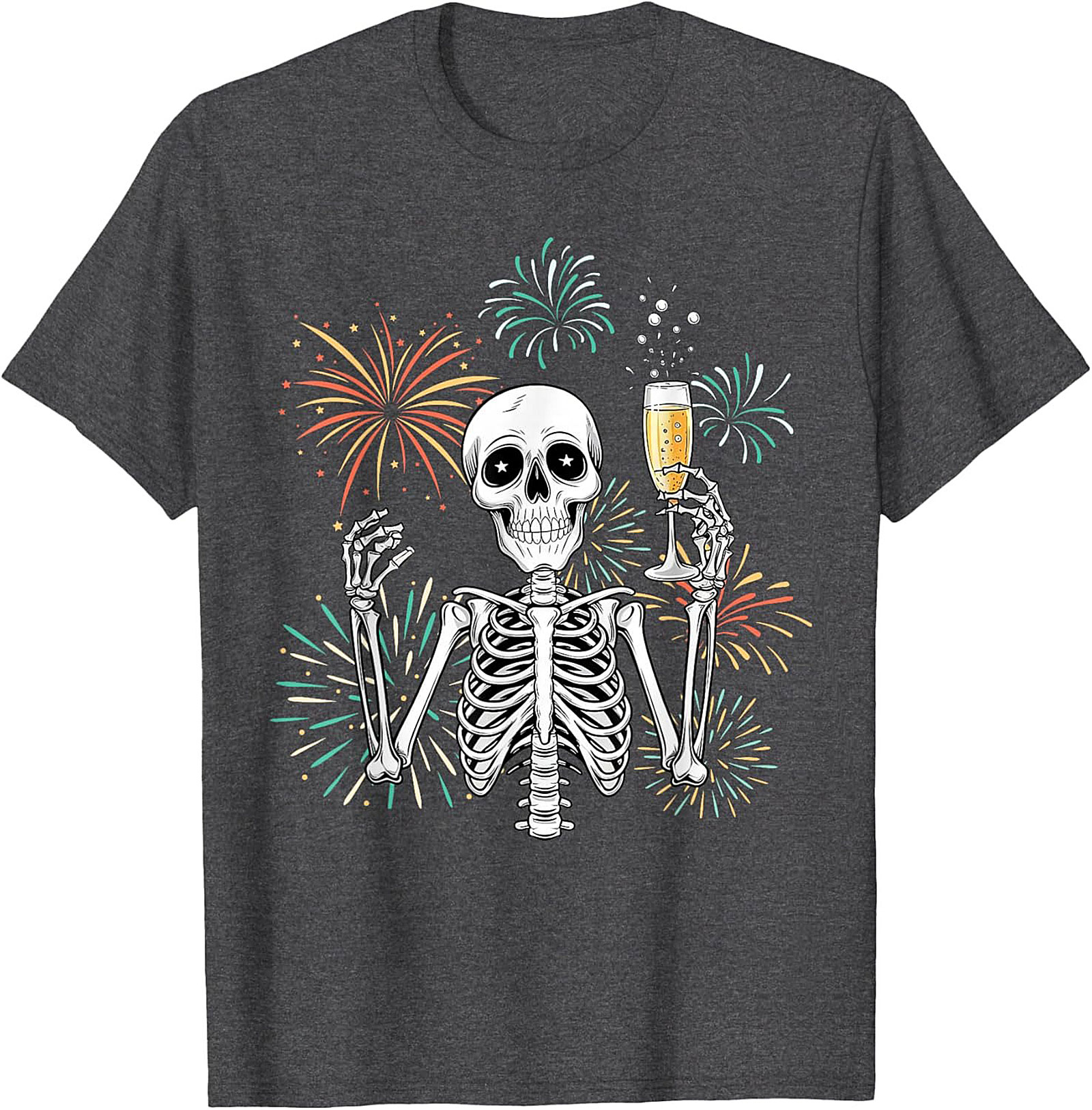 New Year Skeleton T-shirt Funny NYE Graphic Tee Gift