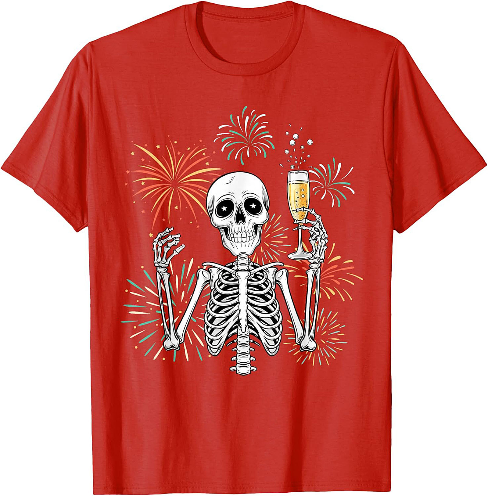 New Year Skeleton T-shirt Funny NYE Graphic Tee Gift