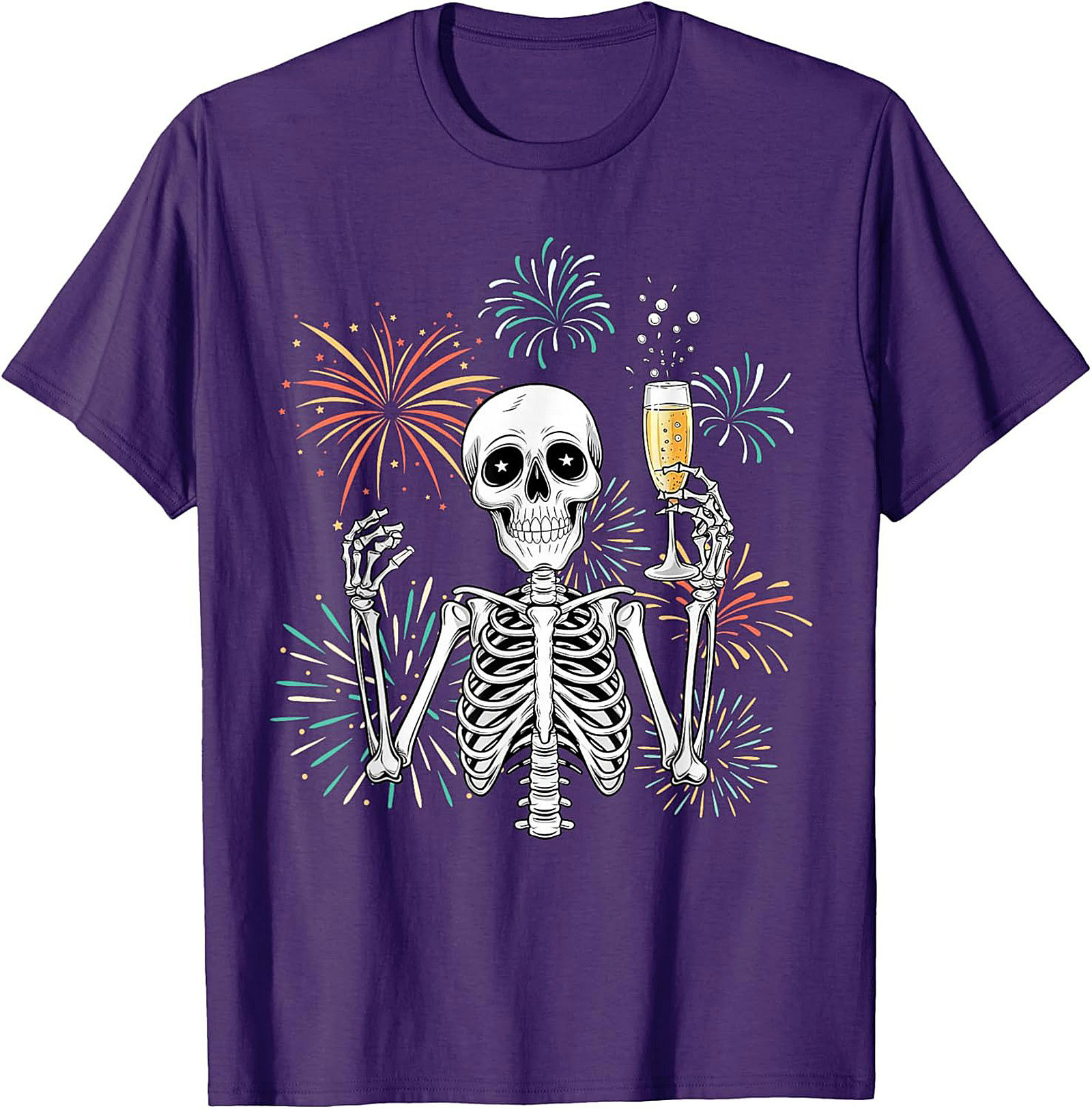 New Year Skeleton T-shirt Funny NYE Graphic Tee Gift