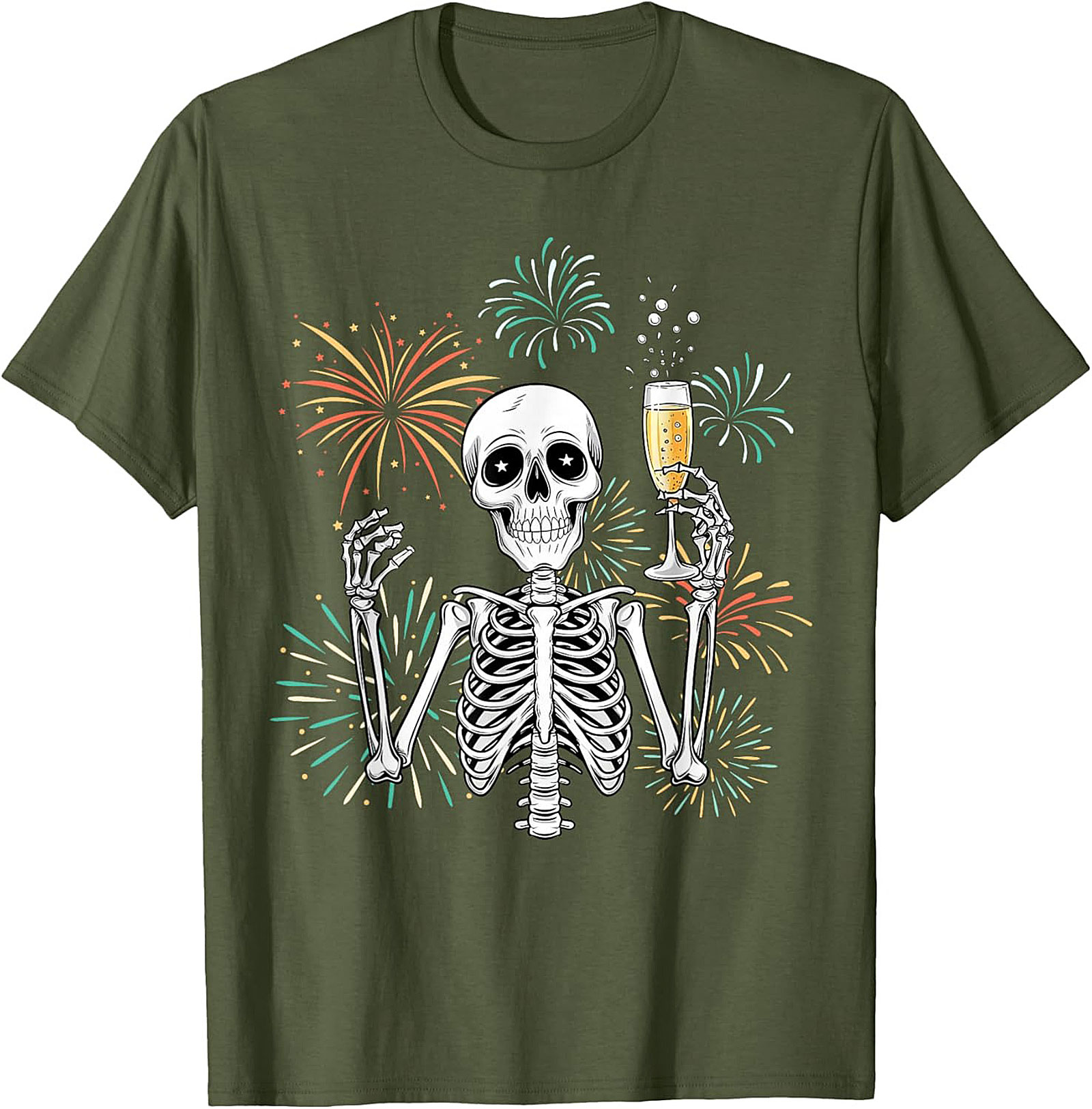 New Year Skeleton T-shirt Funny NYE Graphic Tee Gift