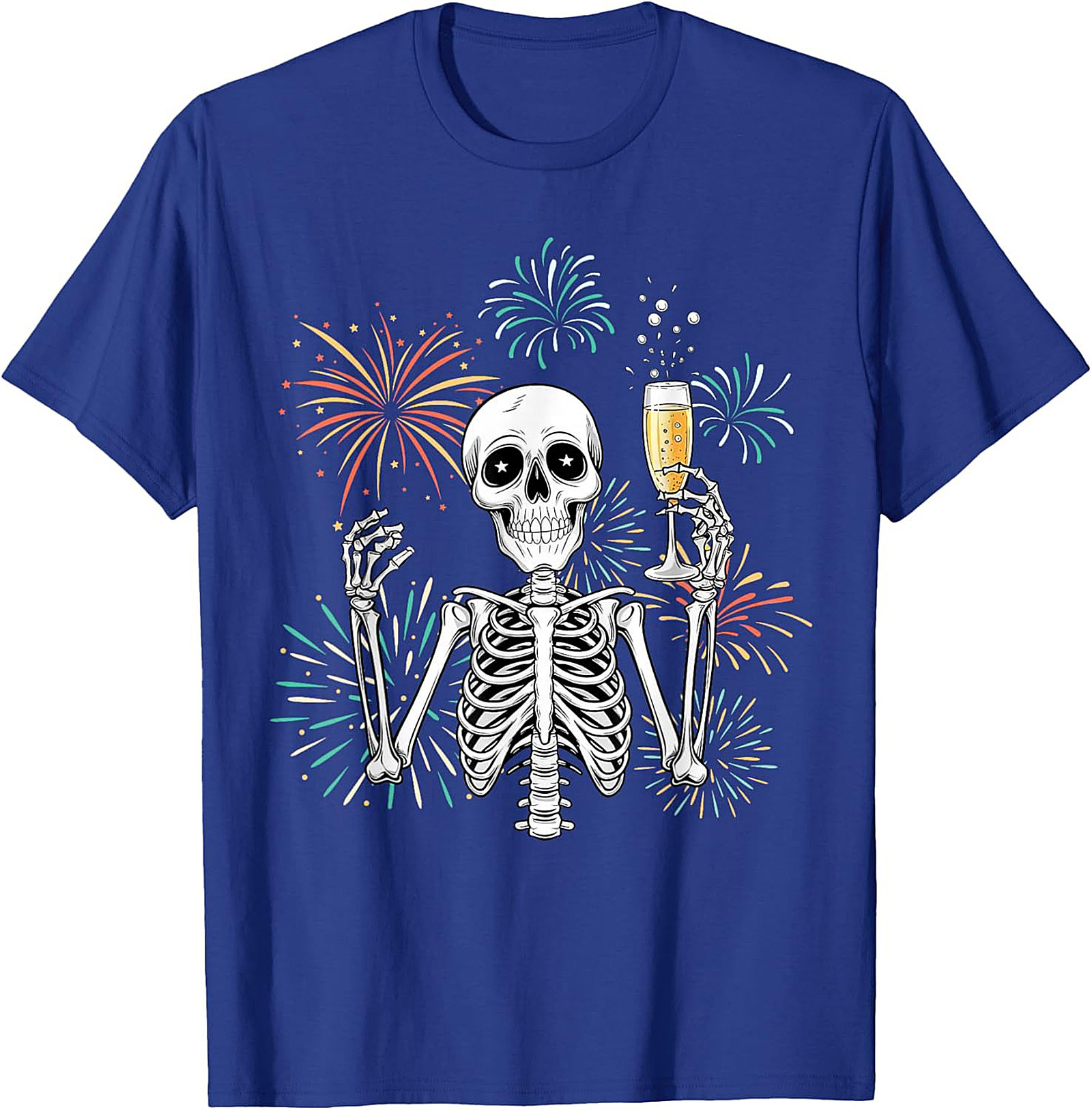 New Year Skeleton T-shirt Funny NYE Graphic Tee Gift