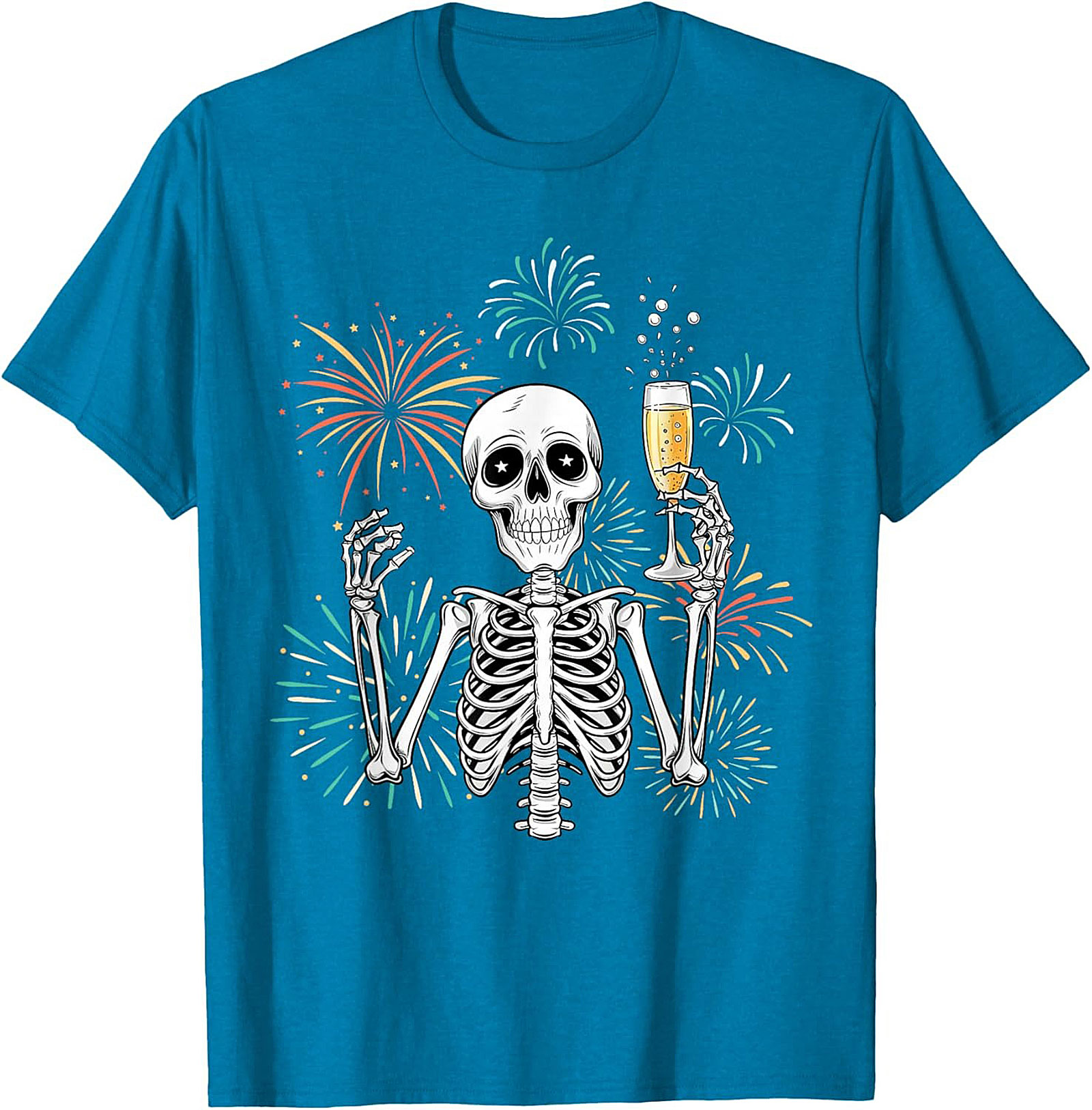 New Year Skeleton T-shirt Funny NYE Graphic Tee Gift