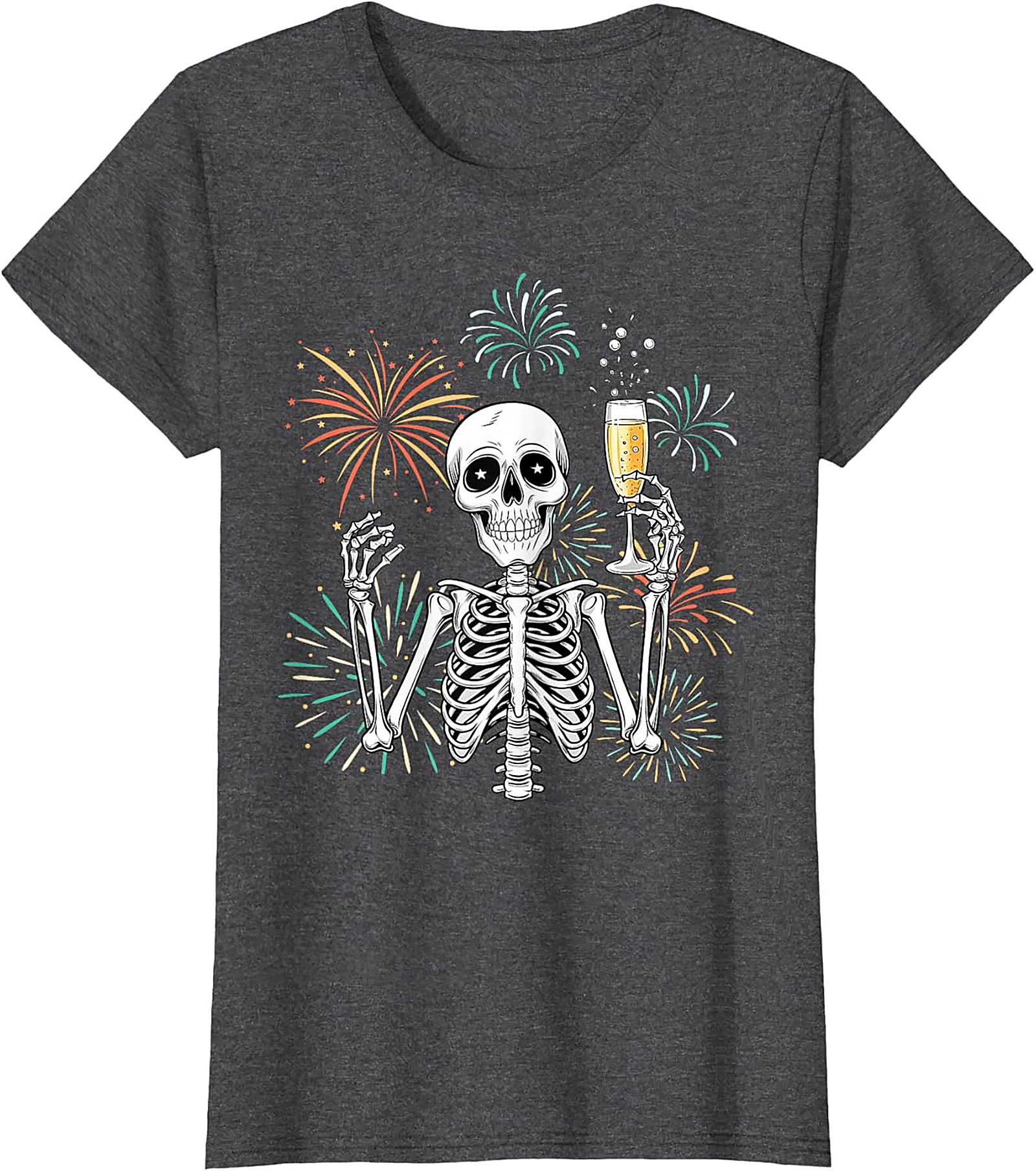 New Year Skeleton T-shirt Funny NYE Graphic Tee Gift