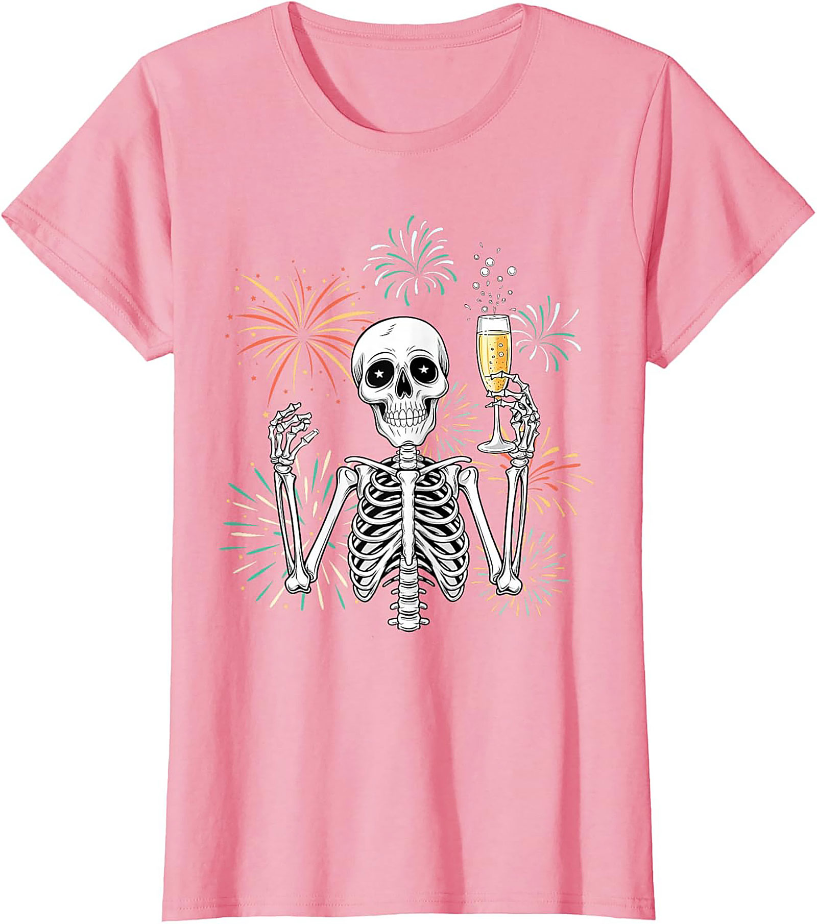 New Year Skeleton T-shirt Funny NYE Graphic Tee Gift