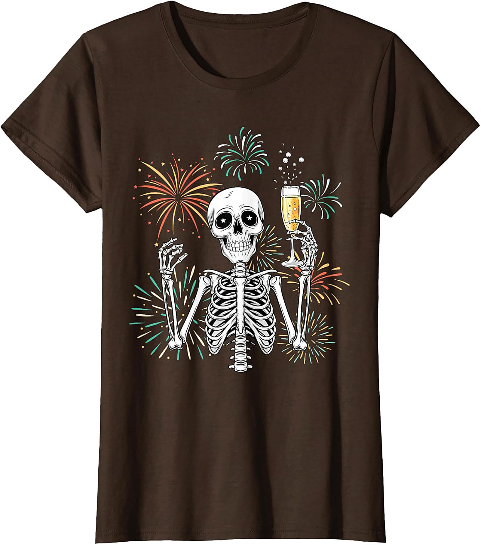 New Year Skeleton T-shirt Funny NYE Graphic Tee Gift