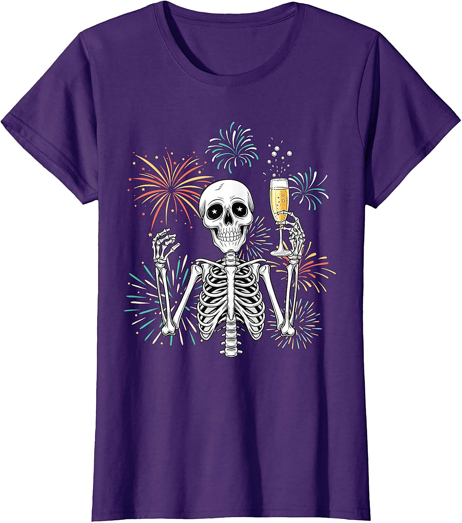 New Year Skeleton T-shirt Funny NYE Graphic Tee Gift