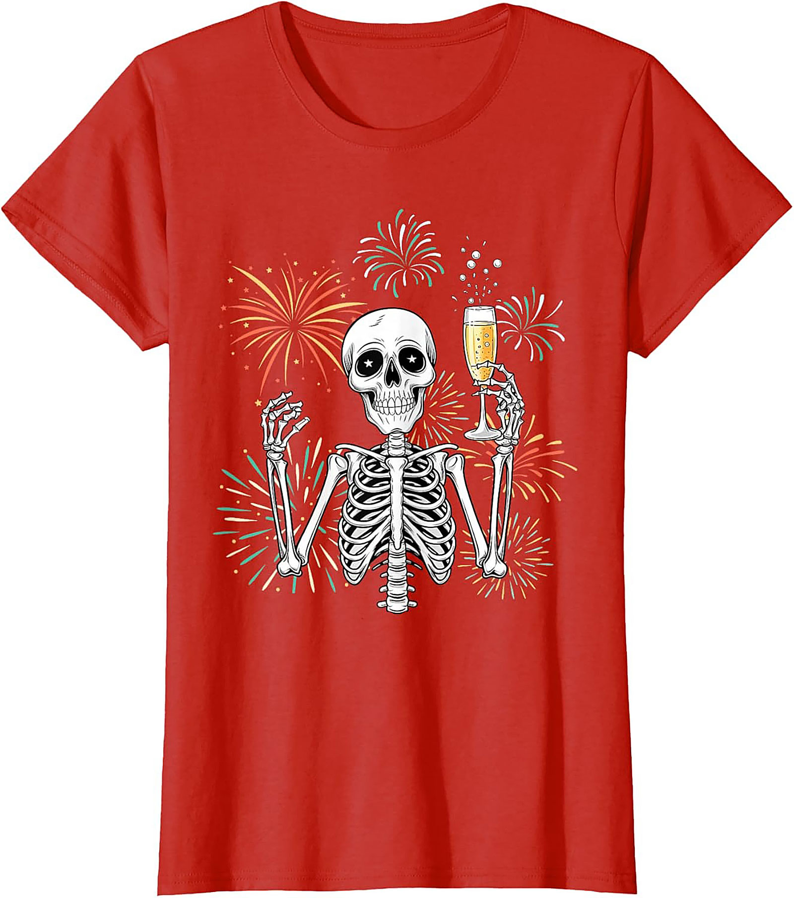 New Year Skeleton T-shirt Funny NYE Graphic Tee Gift