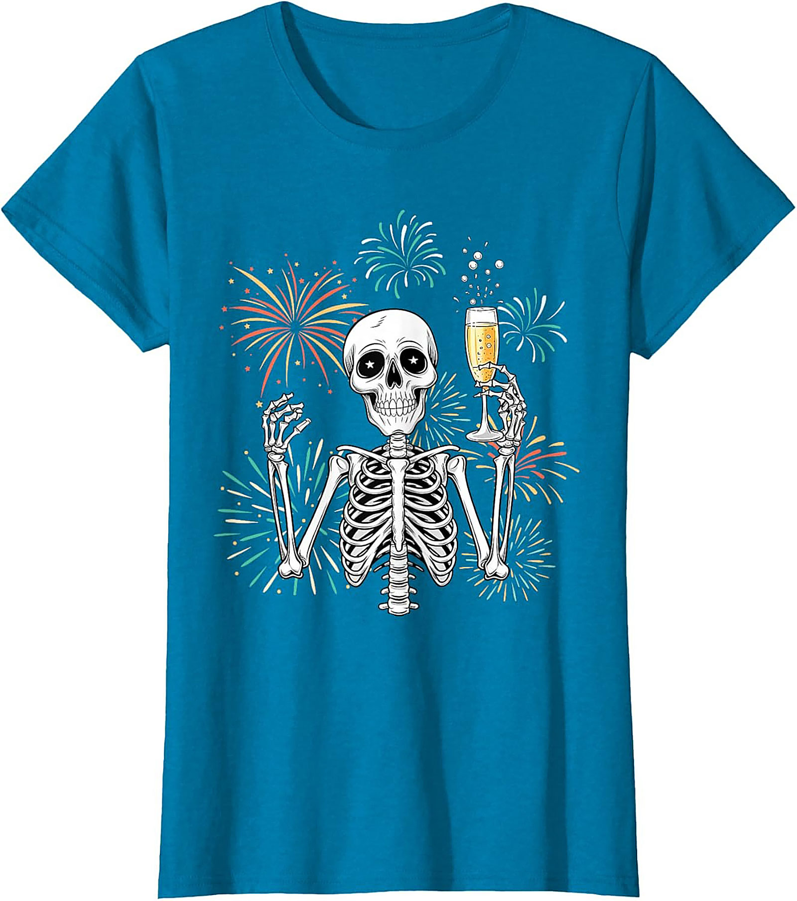 New Year Skeleton T-shirt Funny NYE Graphic Tee Gift