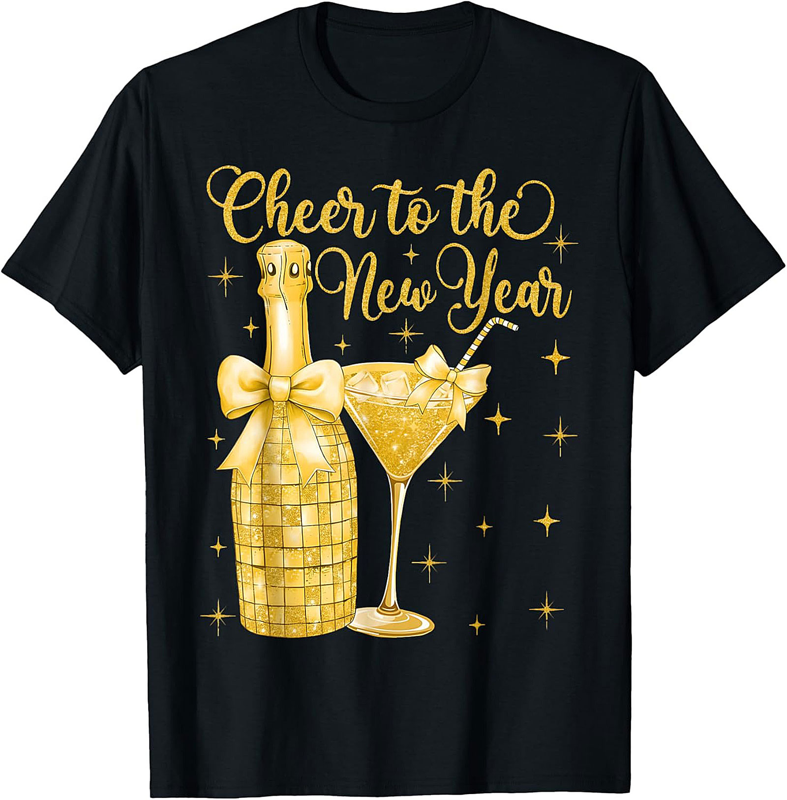 Cheers to the New Year T-Shirt Festive Gold Party Graphic Tee