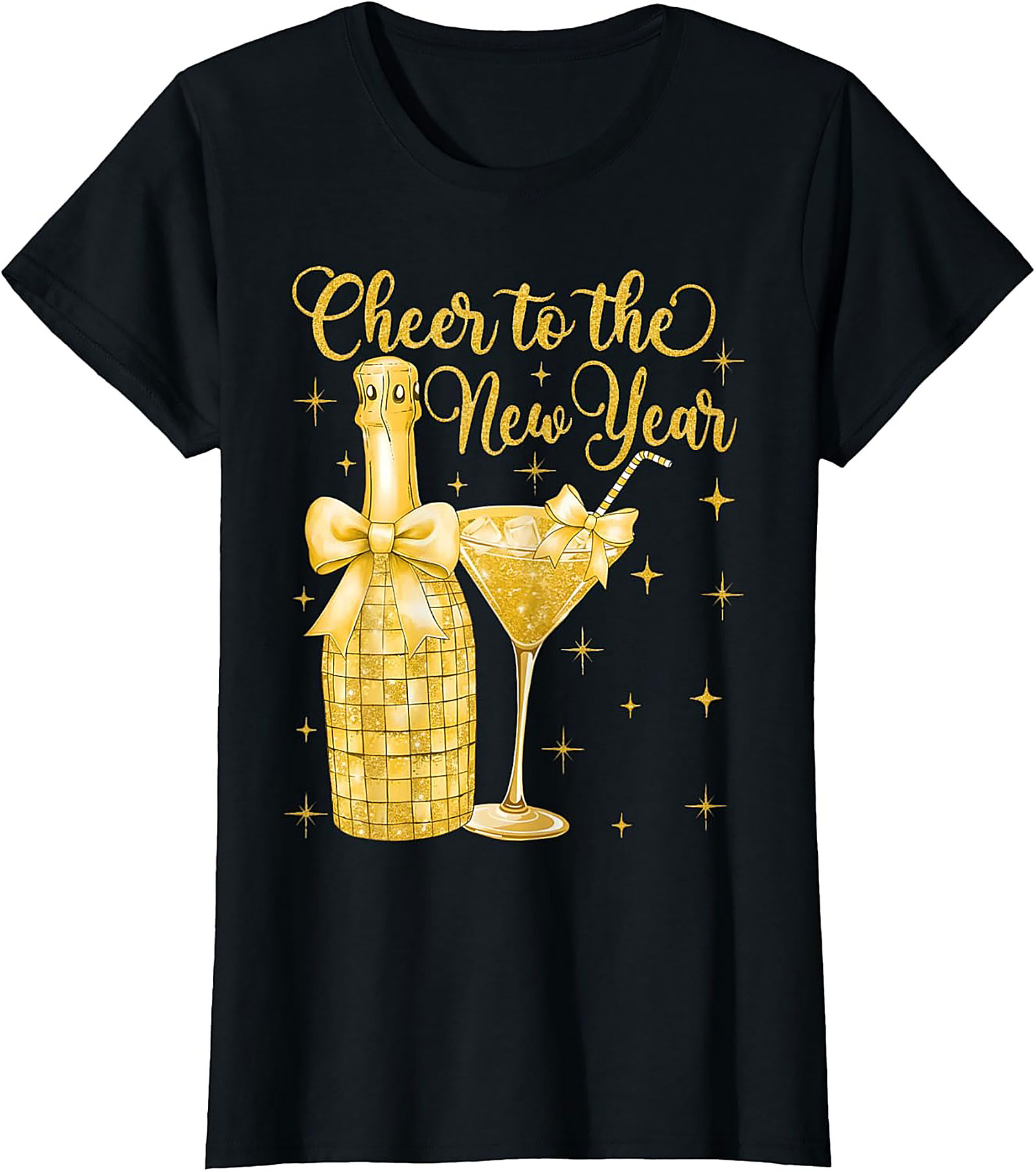 Cheers to the New Year T-Shirt Festive Gold Party Graphic Tee