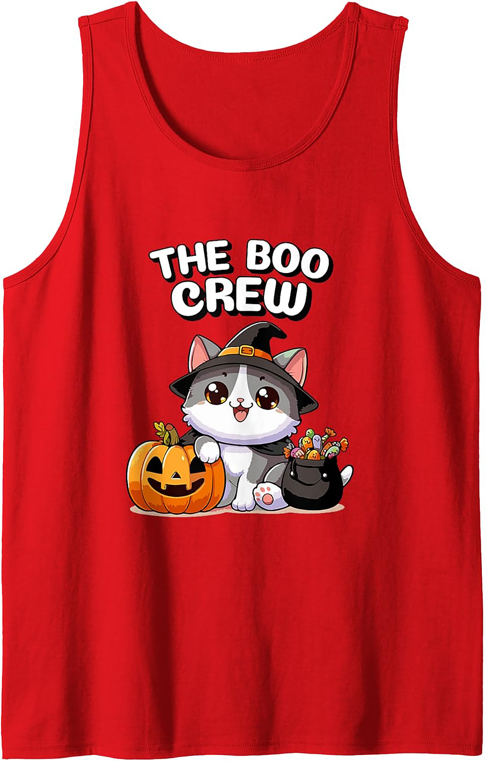 The Boo Crew Cute Witch Cat Graphic Tank Top | Halloween