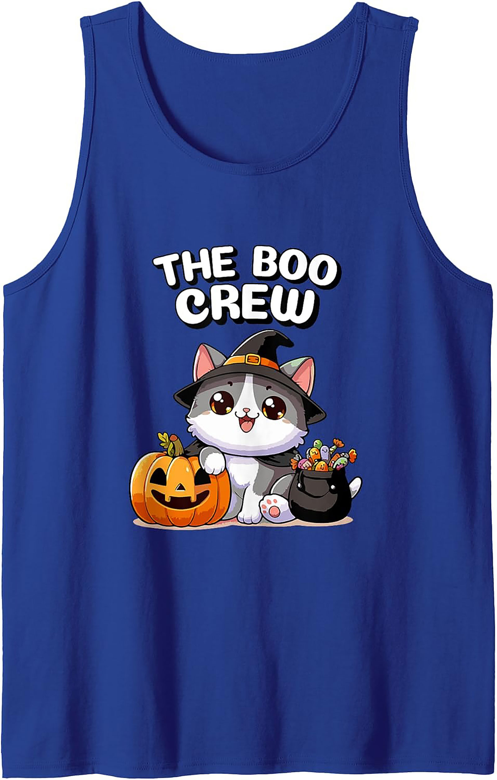 The Boo Crew Cute Witch Cat Graphic Tank Top | Halloween