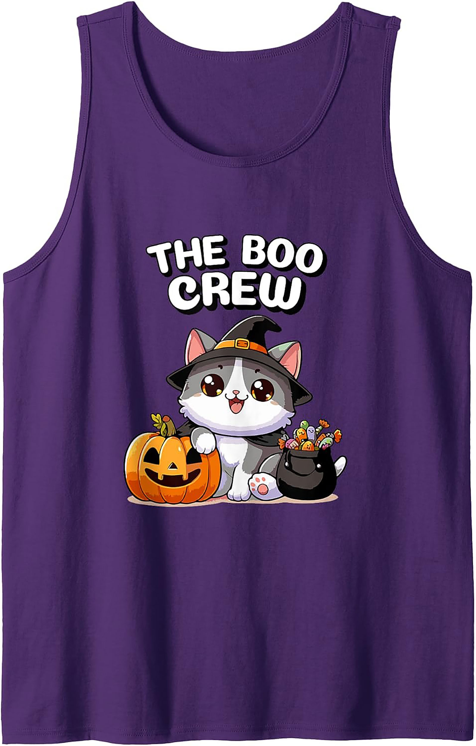 The Boo Crew Cute Witch Cat Graphic Tank Top | Halloween