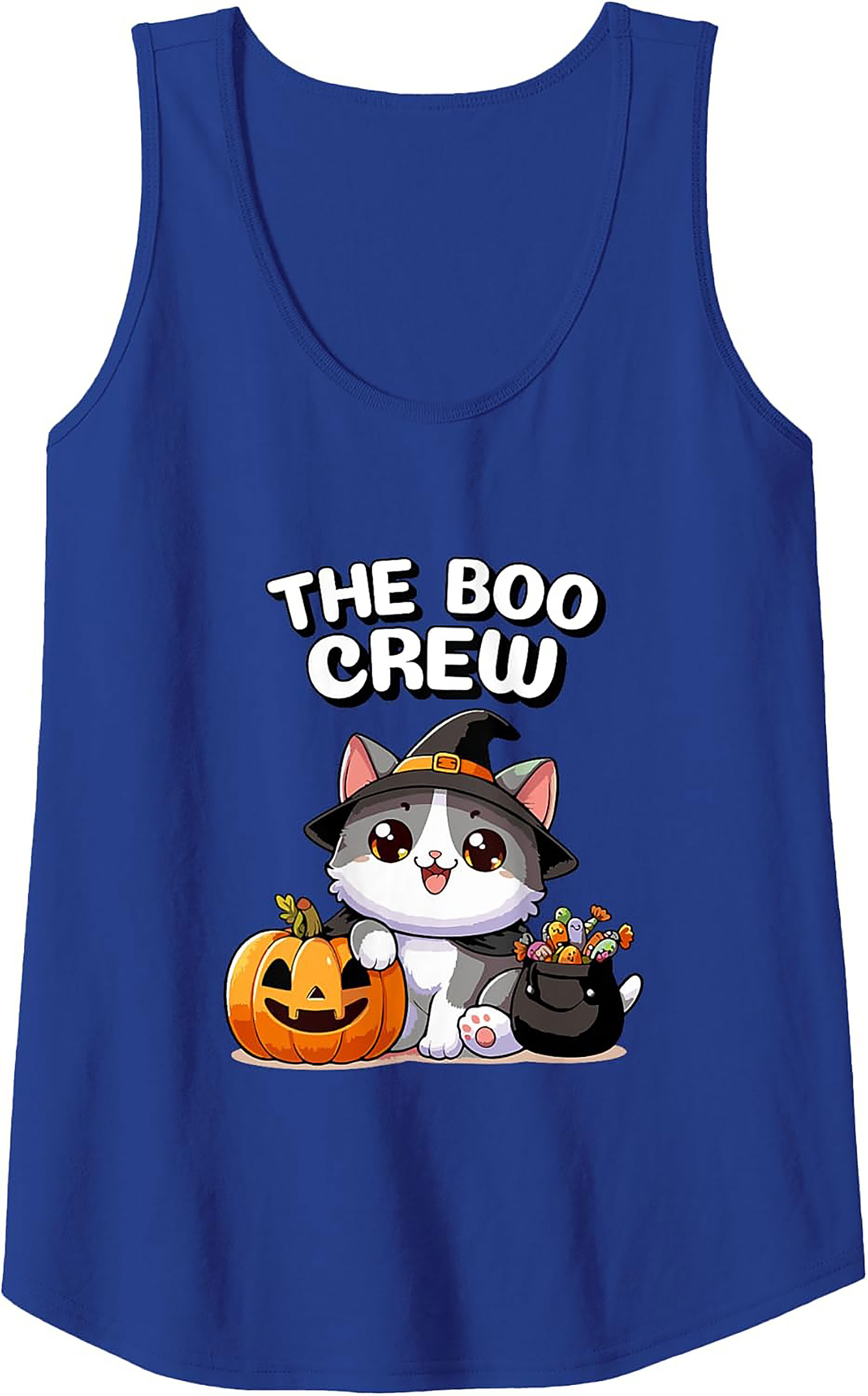 The Boo Crew Cute Witch Cat Graphic Tank Top | Halloween