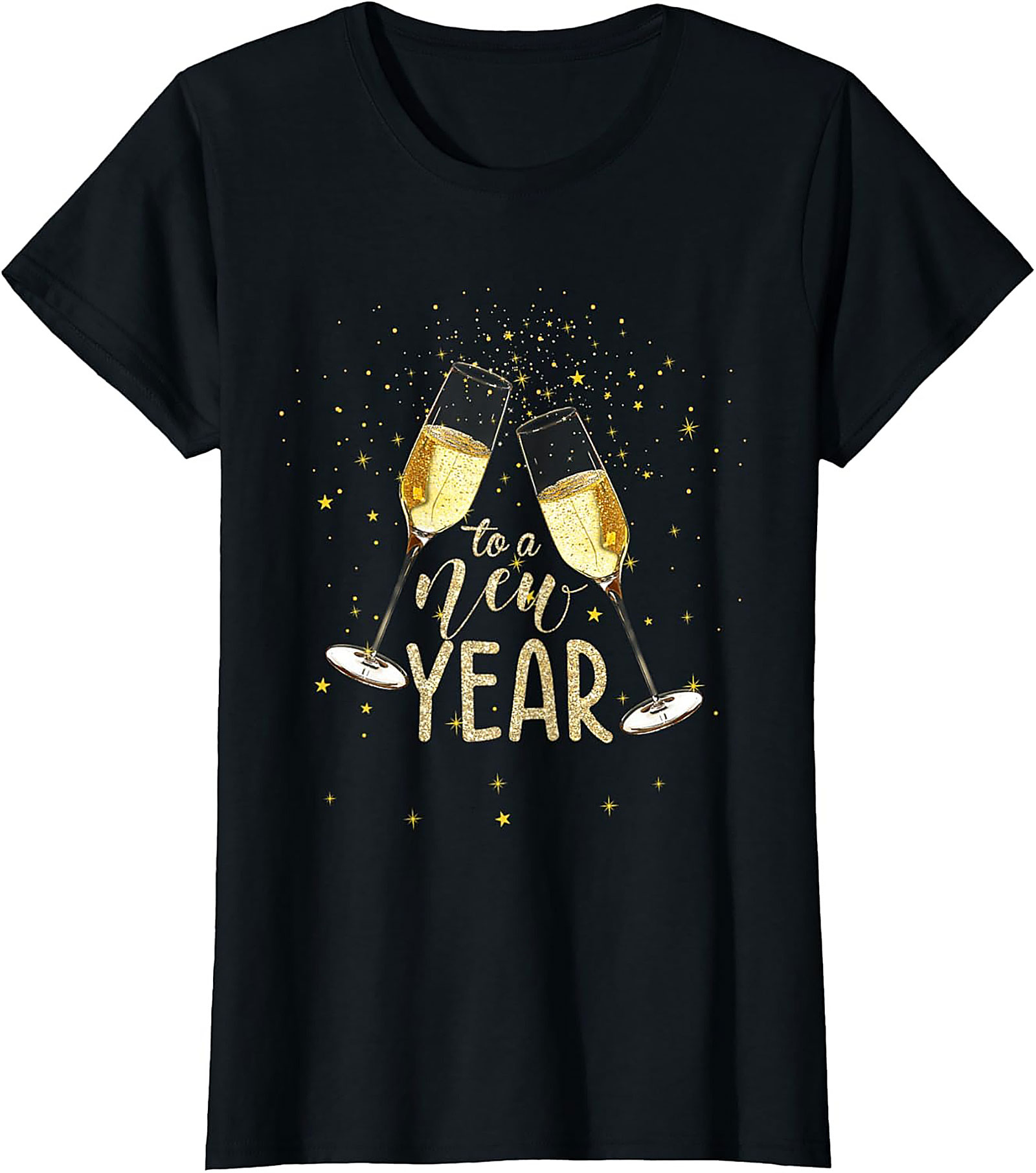 New Year's Eve Graphic Tee Champagne Toast Shirt