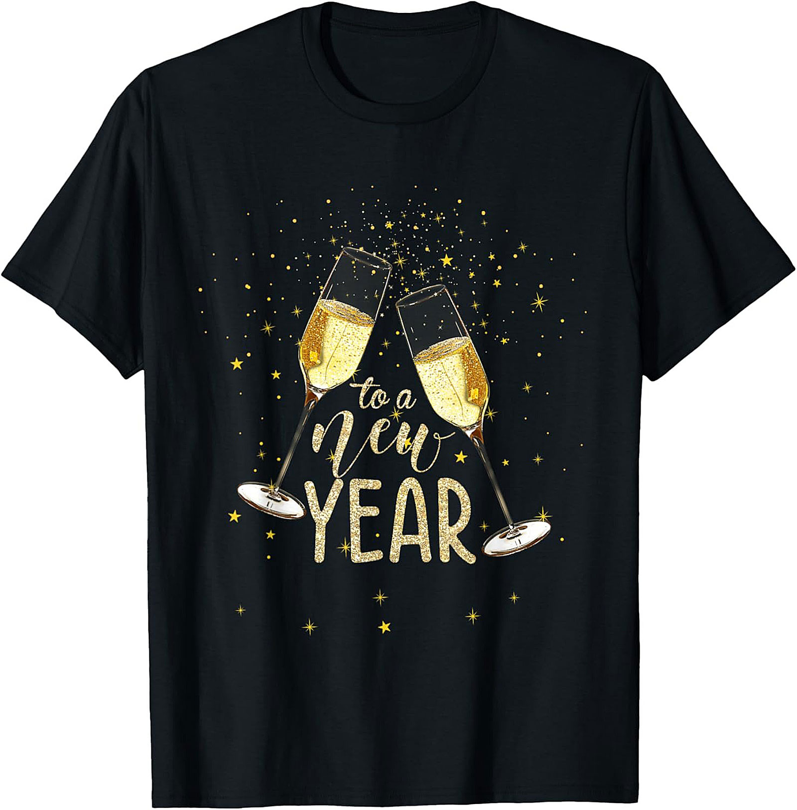New Year's Eve Graphic Tee Champagne Toast Shirt