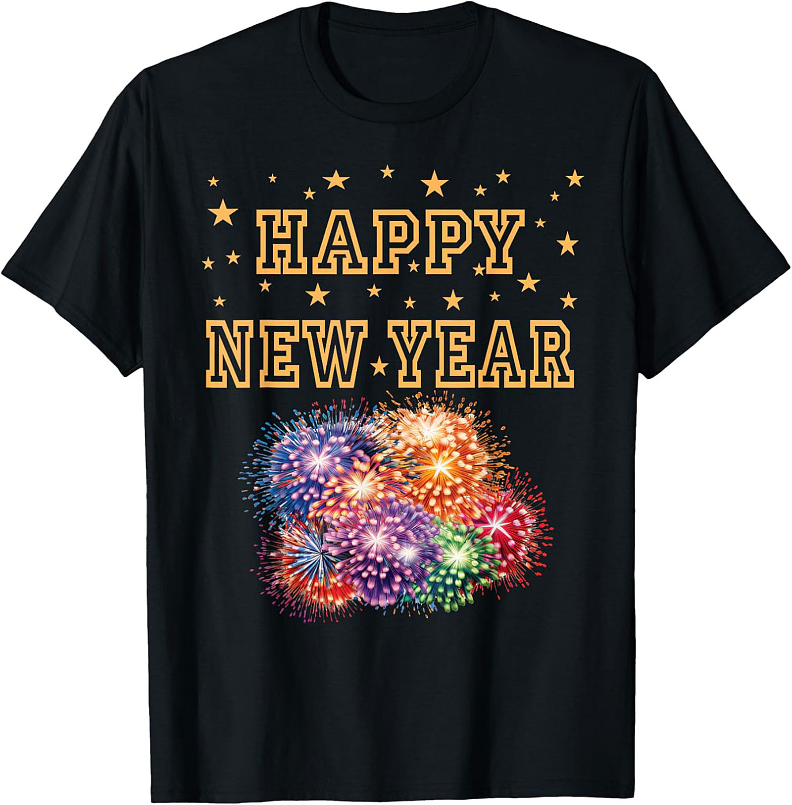 Happy New Year T-Shirt Festive Fireworks Graphic Tee