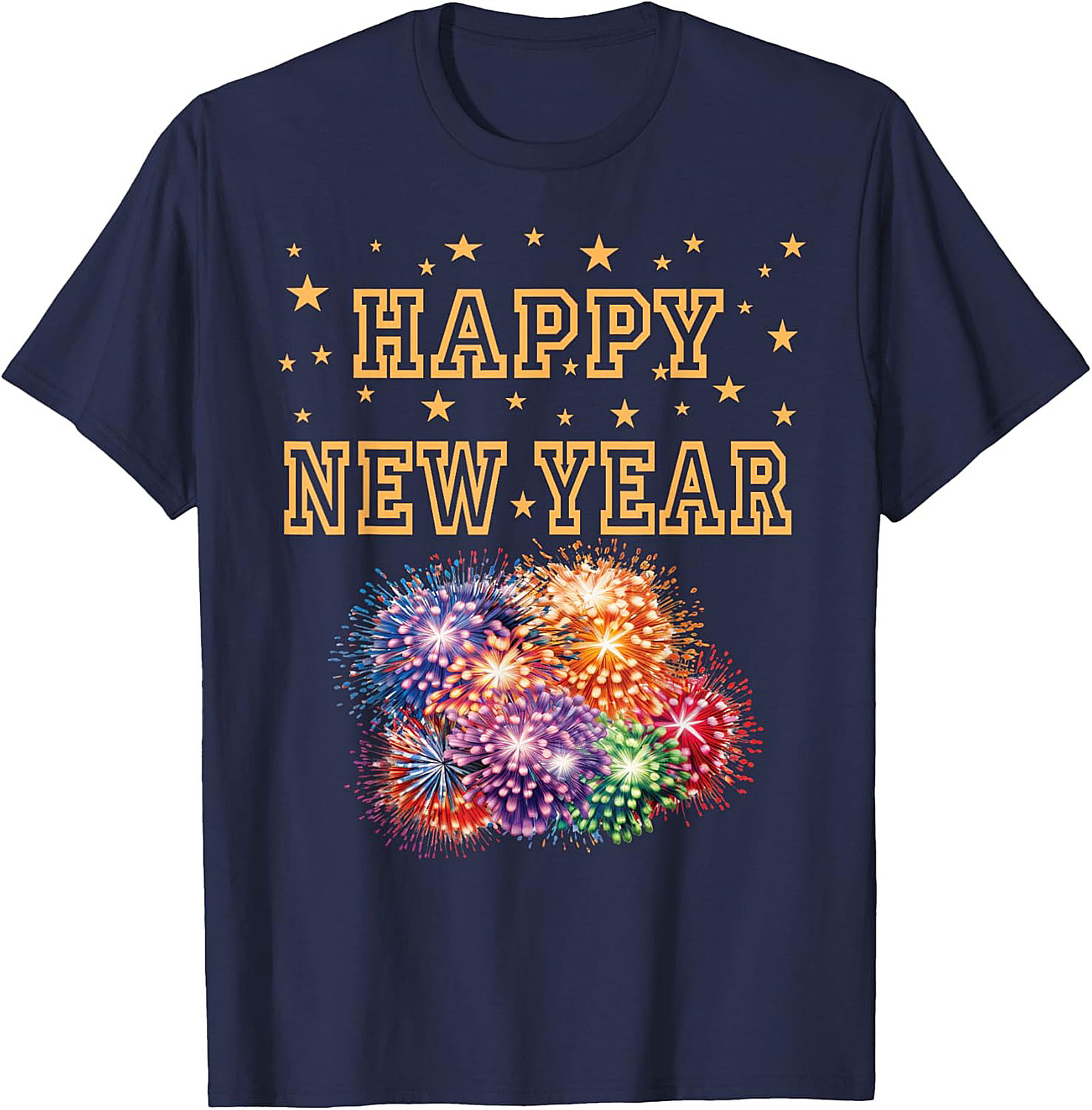 Happy New Year T-Shirt Festive Fireworks Graphic Tee