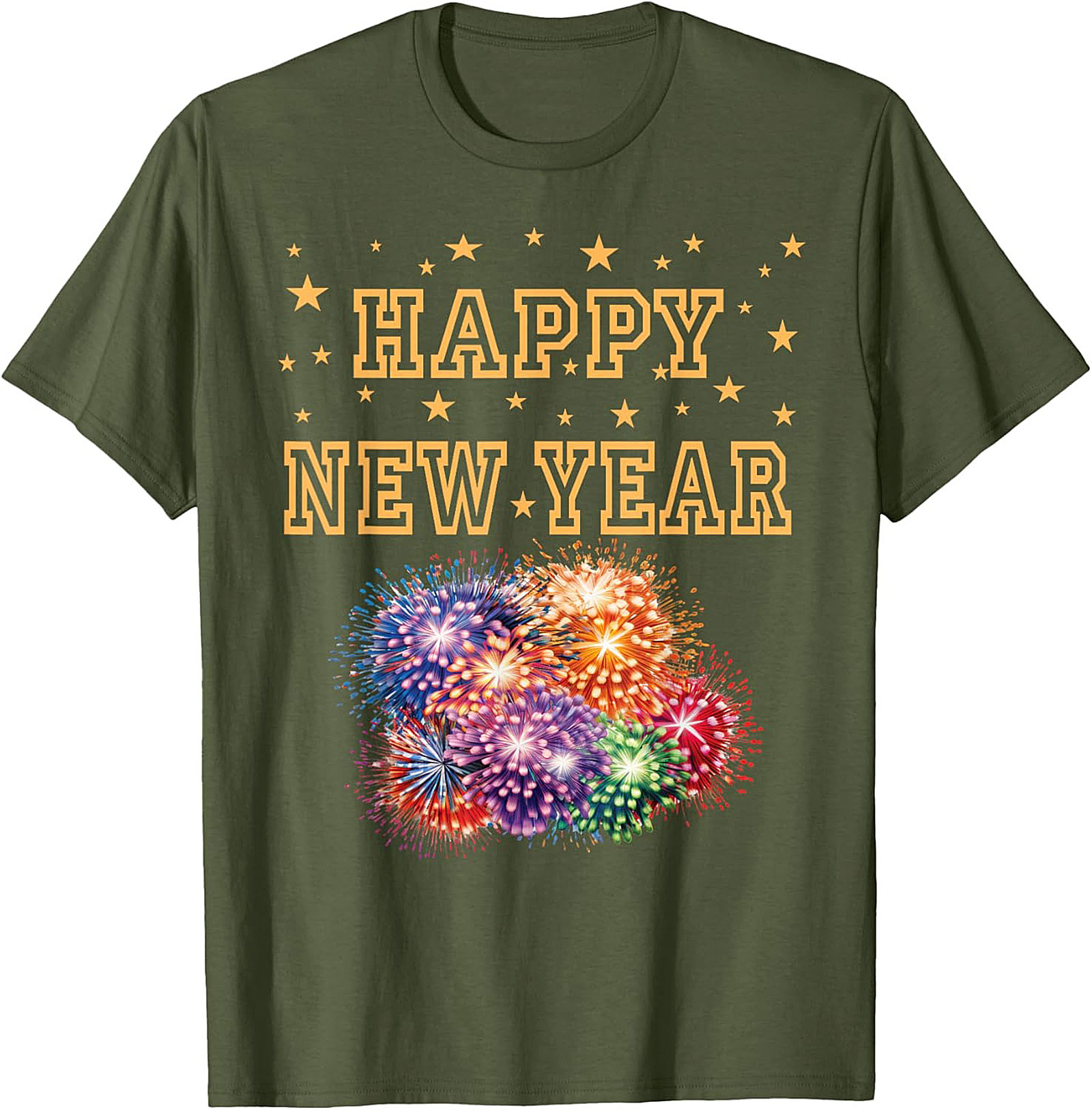 Happy New Year T-Shirt Festive Fireworks Graphic Tee