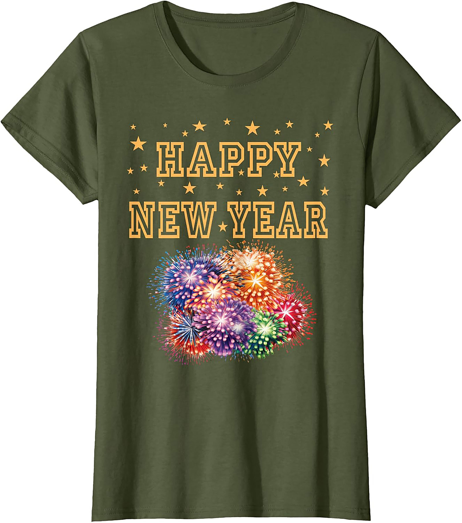 Happy New Year T-Shirt Festive Fireworks Graphic Tee