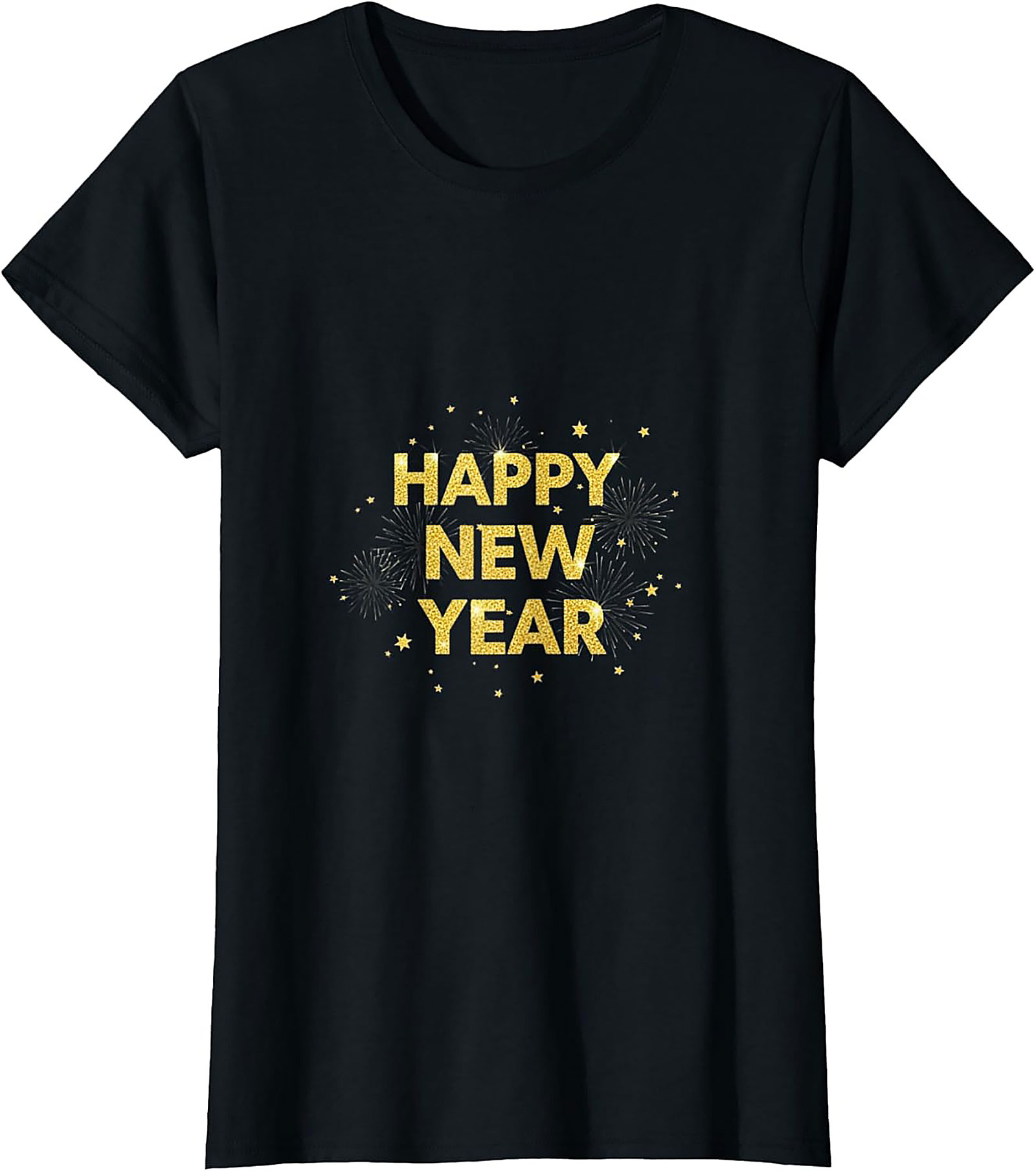 Happy New Year T-shirt Glitter Gold Celebration Tee