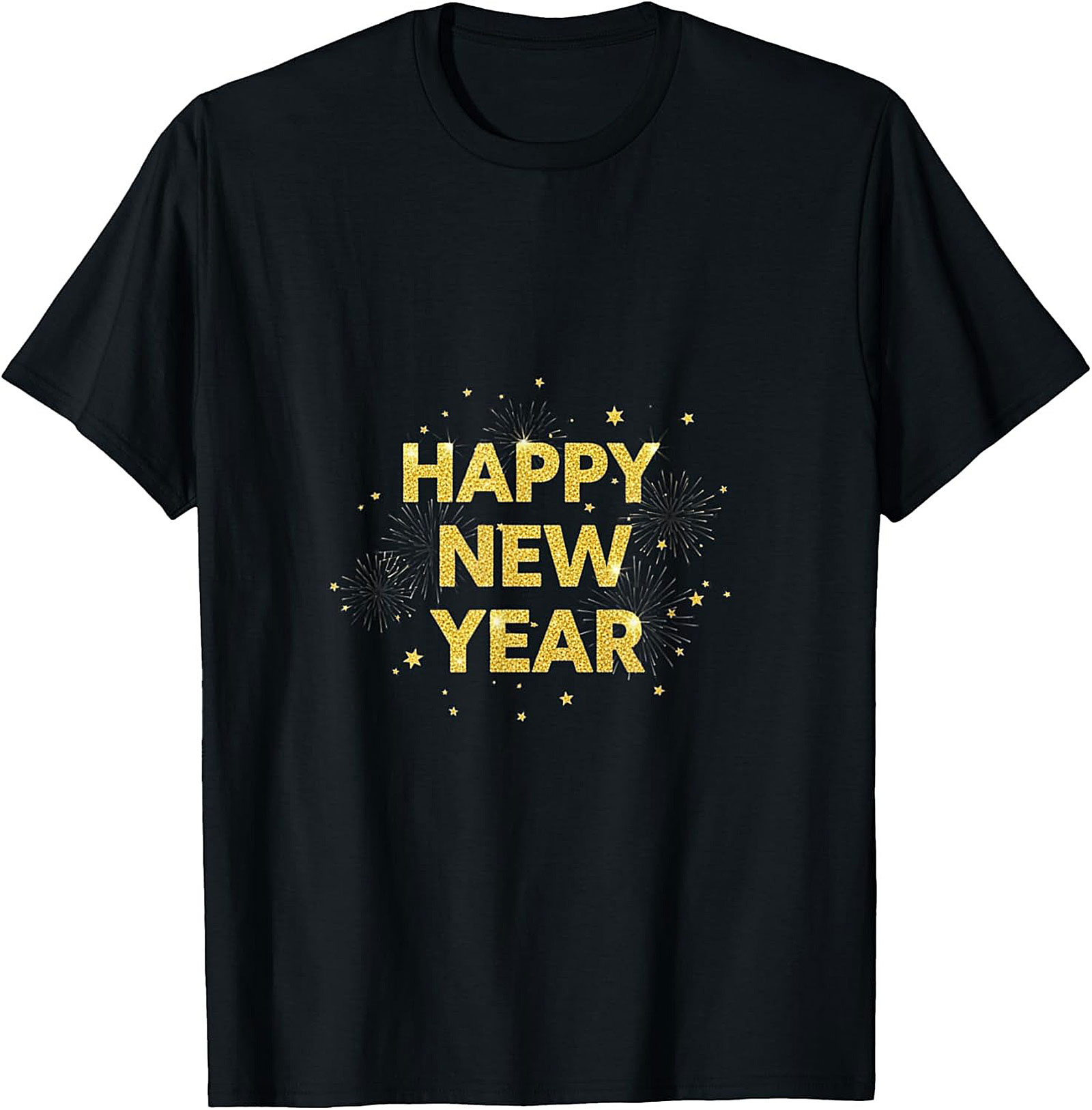 Happy New Year T-shirt Glitter Gold Celebration Tee