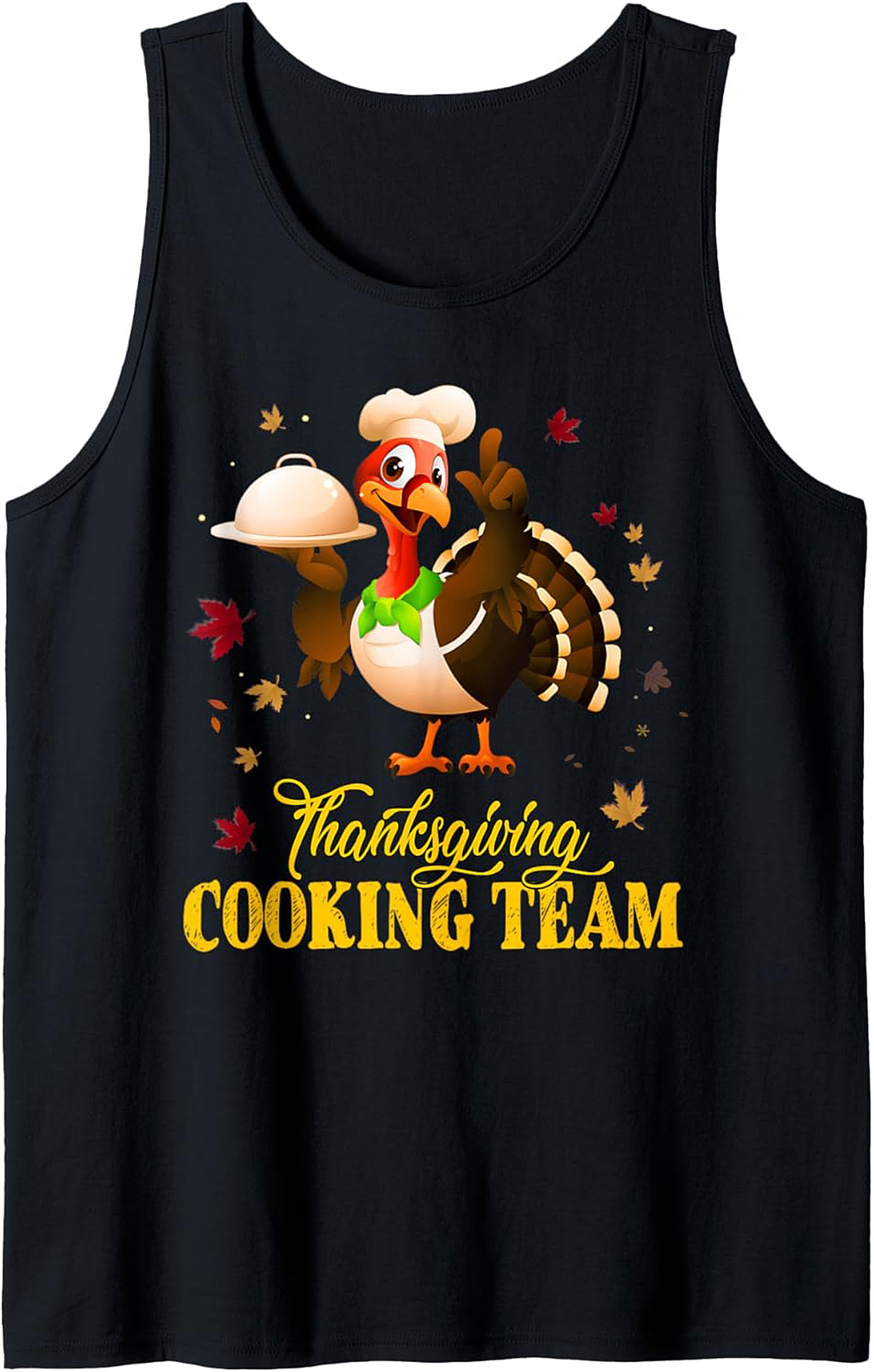 Turkey Chef Thanksgiving Cooking Team Graphic Tank Top