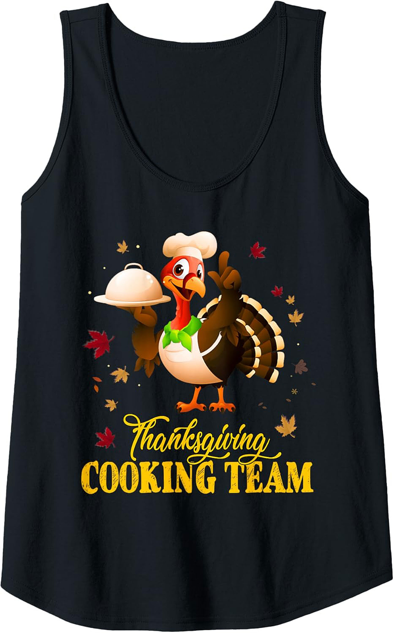 Turkey Chef Thanksgiving Cooking Team Graphic Tank Top