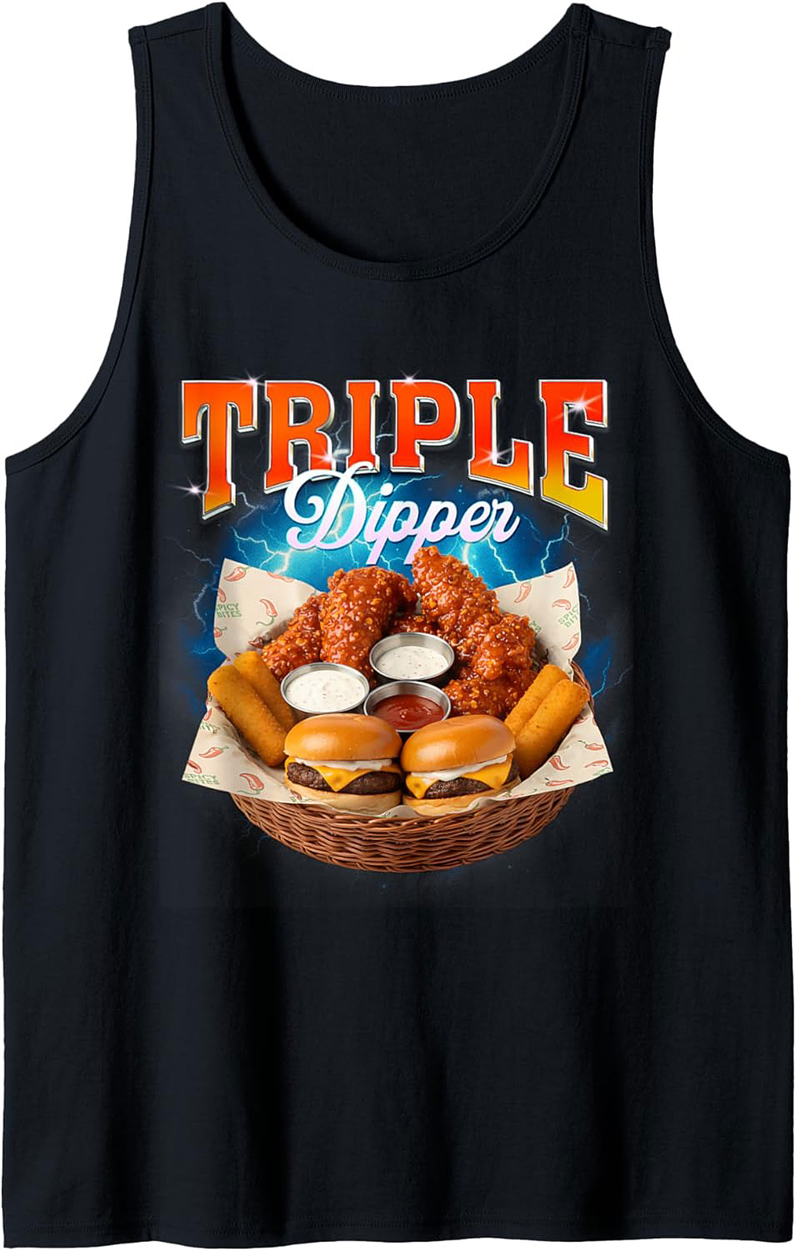 Triple Dipper Graphic Tank Foodie Sleeveless Shirt