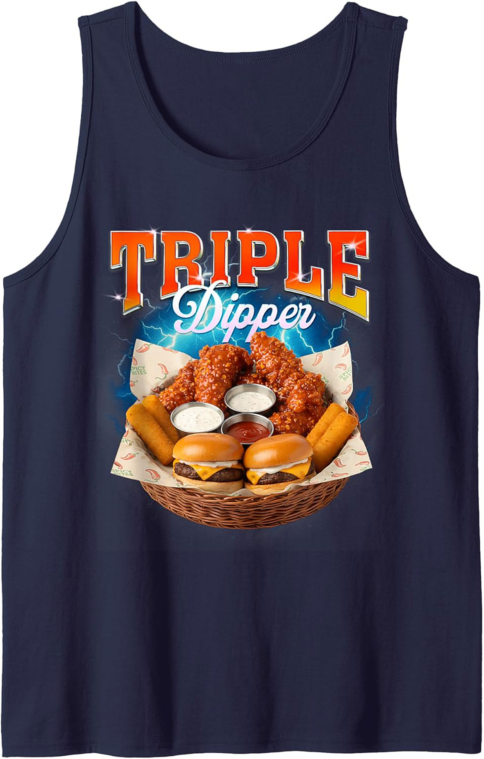 Triple Dipper Graphic Tank Foodie Sleeveless Shirt