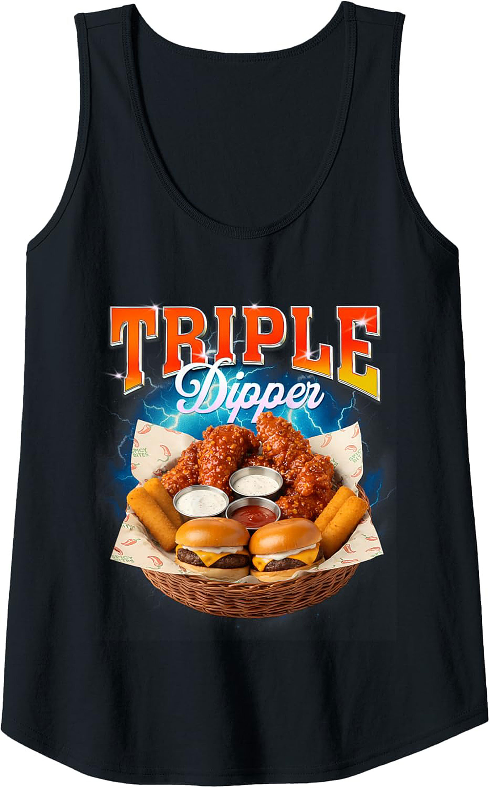 Triple Dipper Graphic Tank Foodie Sleeveless Shirt