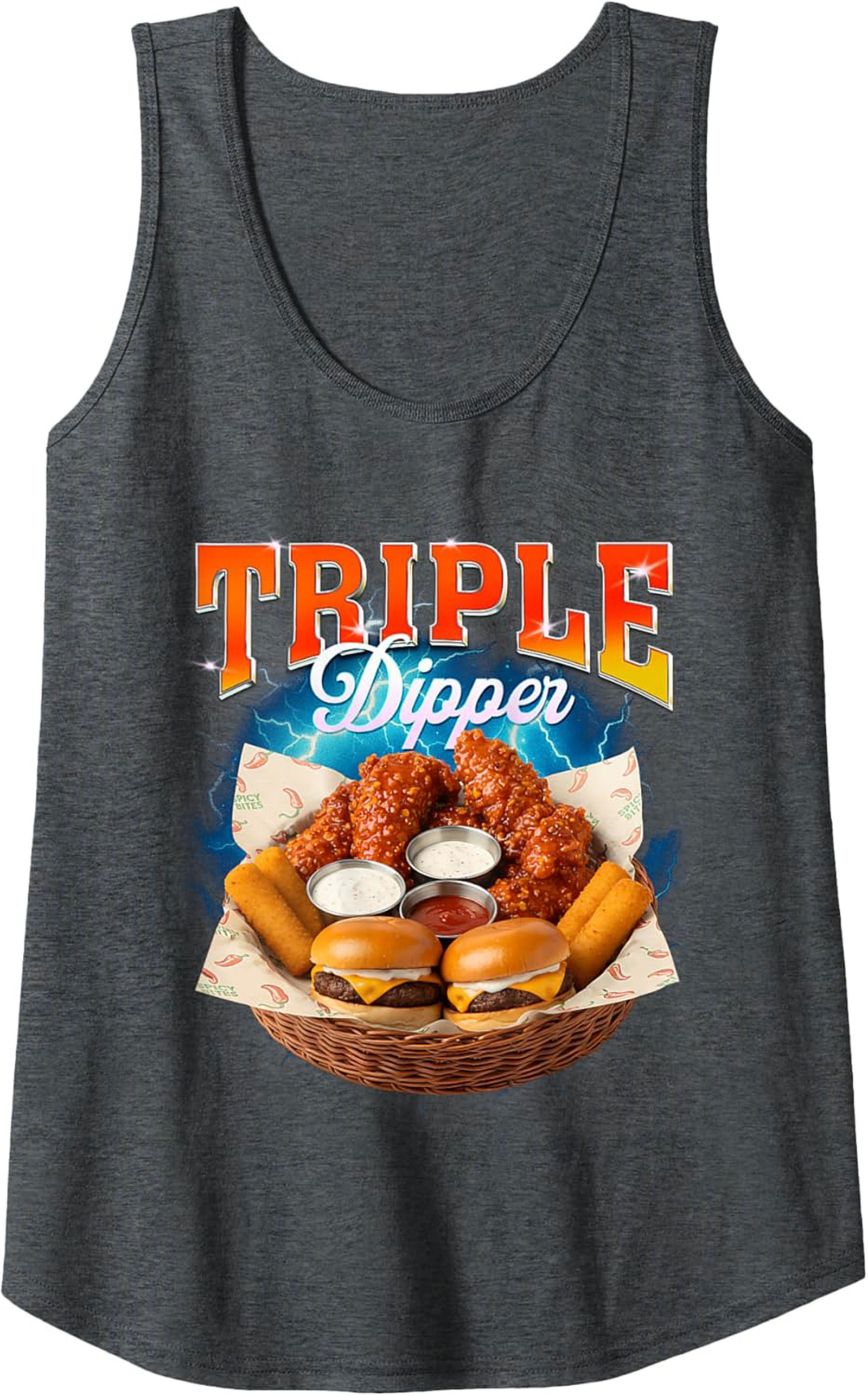 Triple Dipper Graphic Tank Foodie Sleeveless Shirt