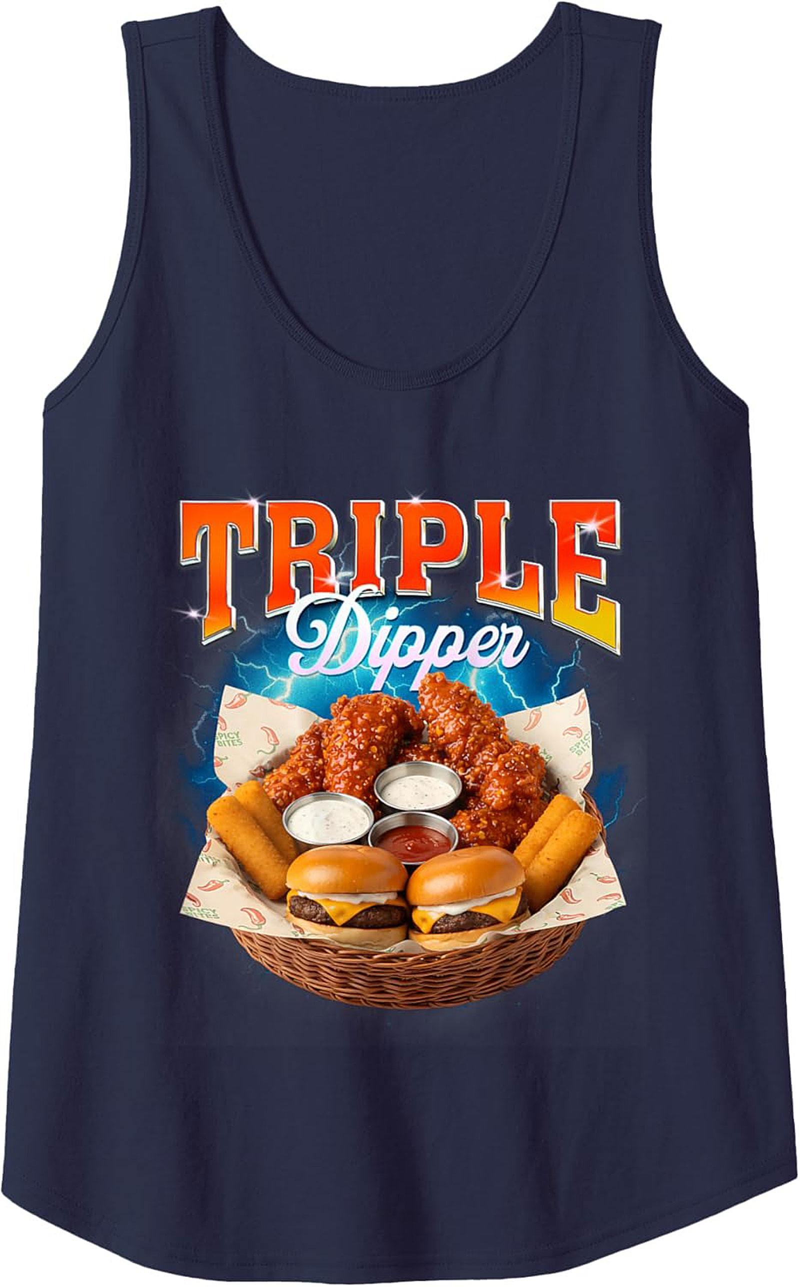 Triple Dipper Graphic Tank Foodie Sleeveless Shirt