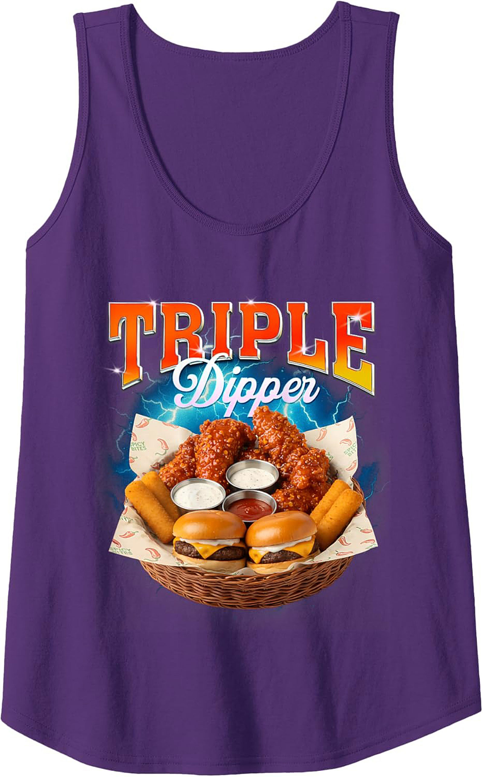 Triple Dipper Graphic Tank Foodie Sleeveless Shirt