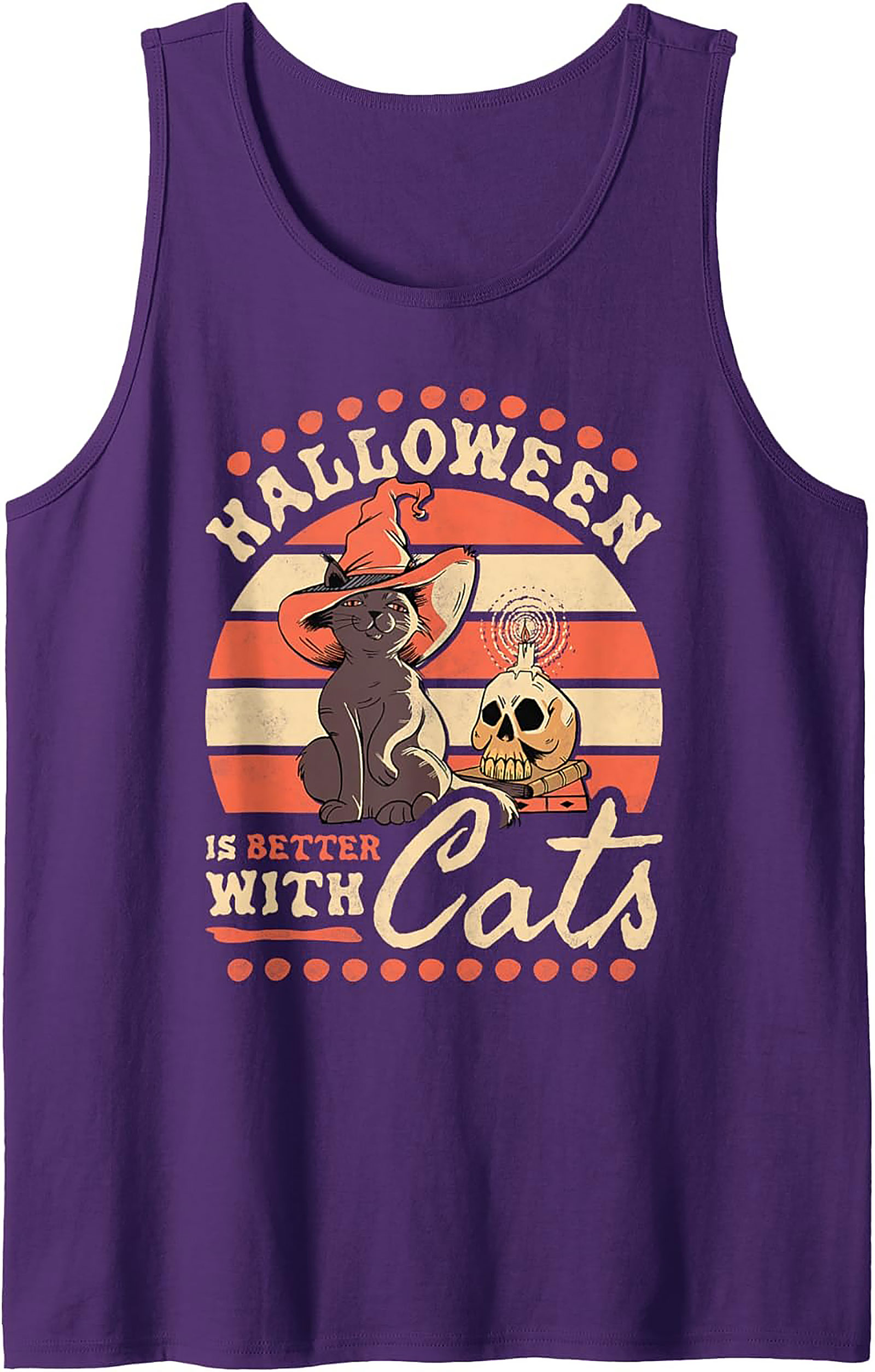 Halloween Cat Tank Top | Retro Witch Sleeveless Shirt