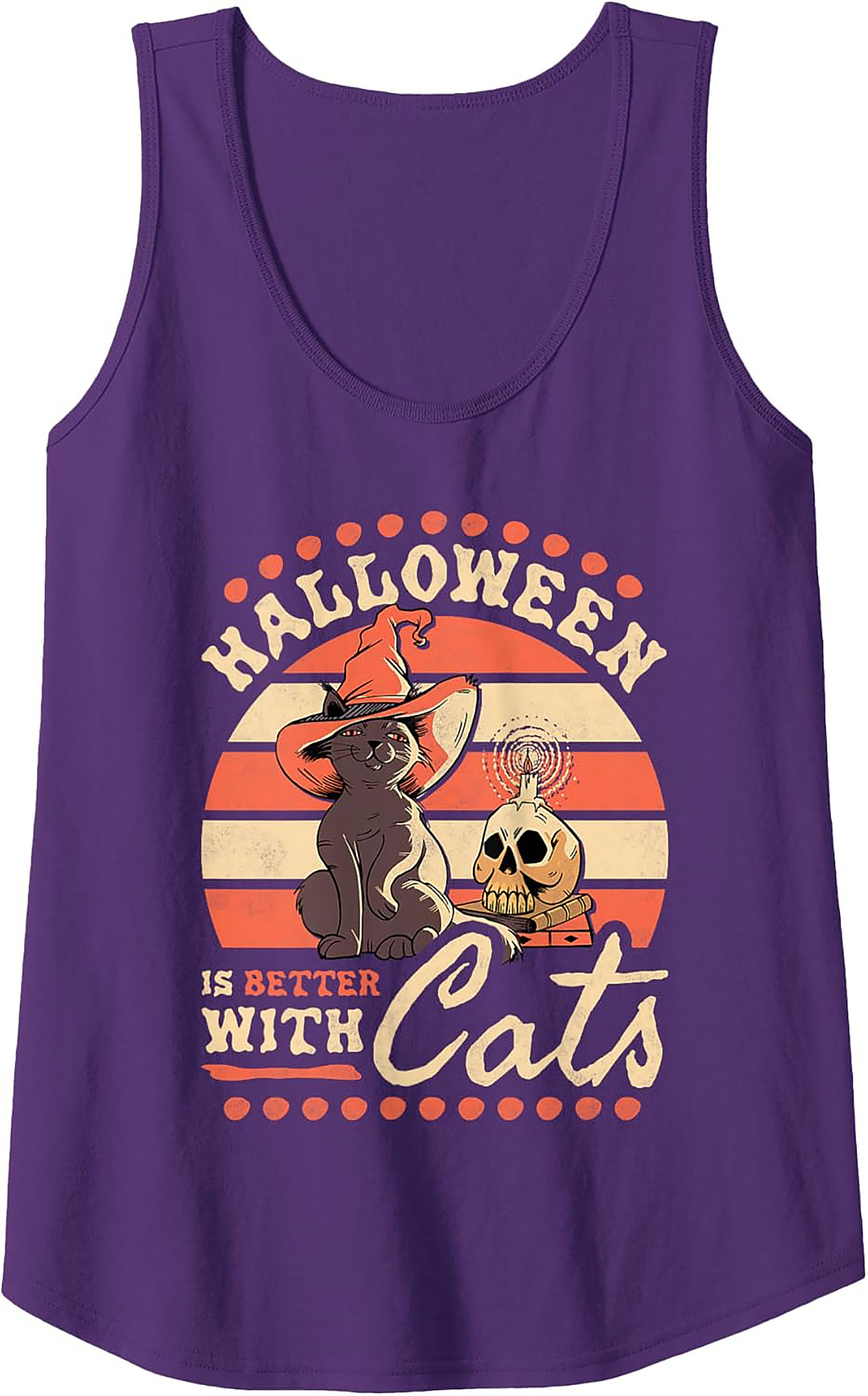 Halloween Cat Tank Top | Retro Witch Sleeveless Shirt