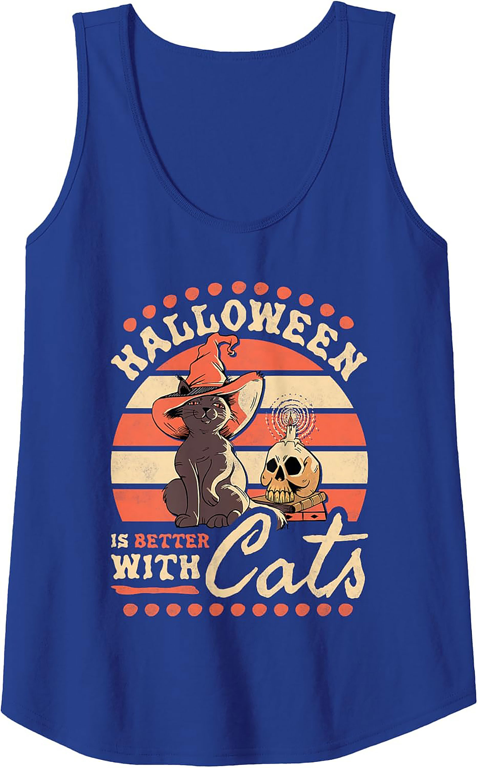 Halloween Cat Tank Top | Retro Witch Sleeveless Shirt