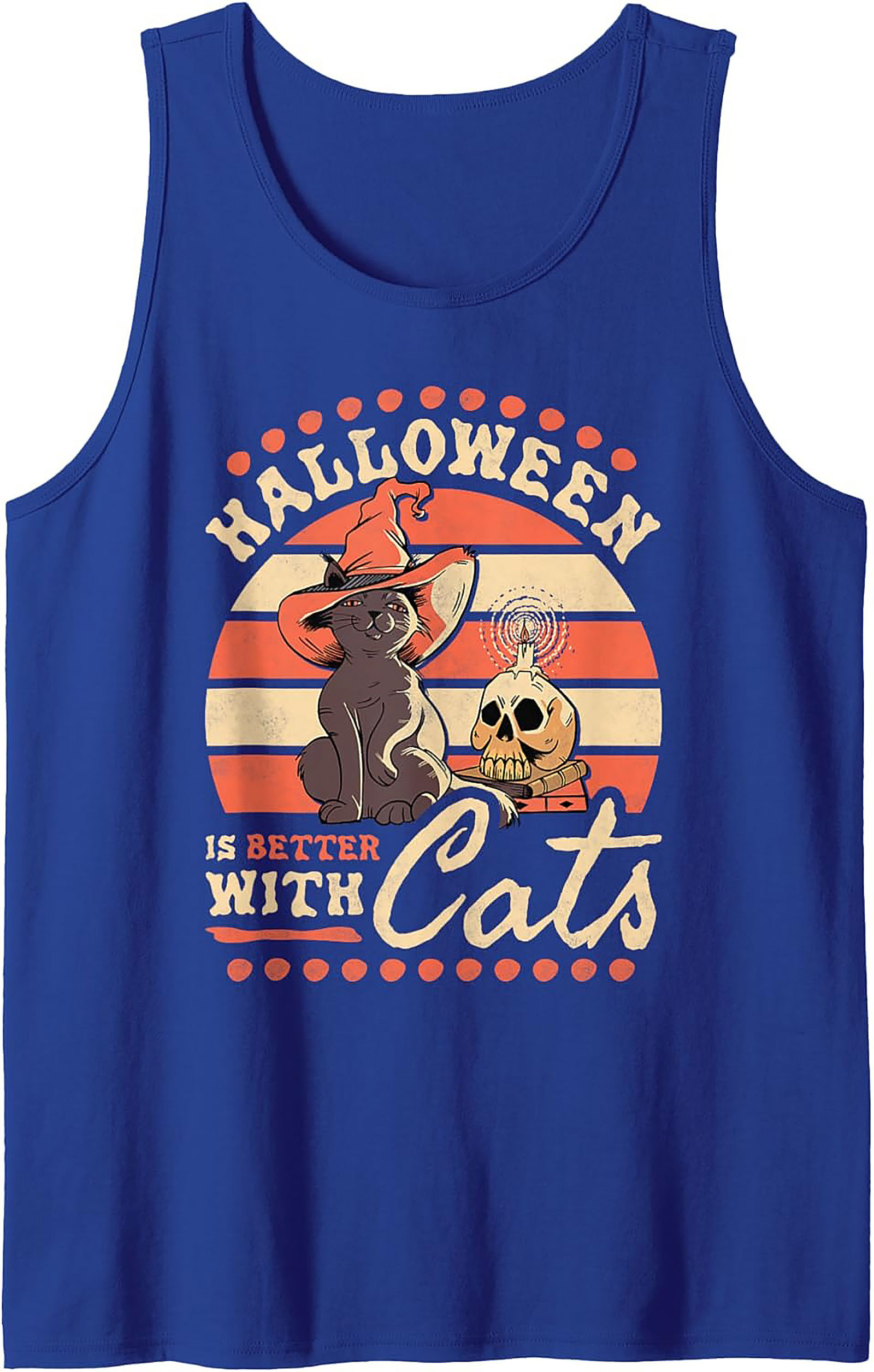 Halloween Cat Tank Top | Retro Witch Sleeveless Shirt