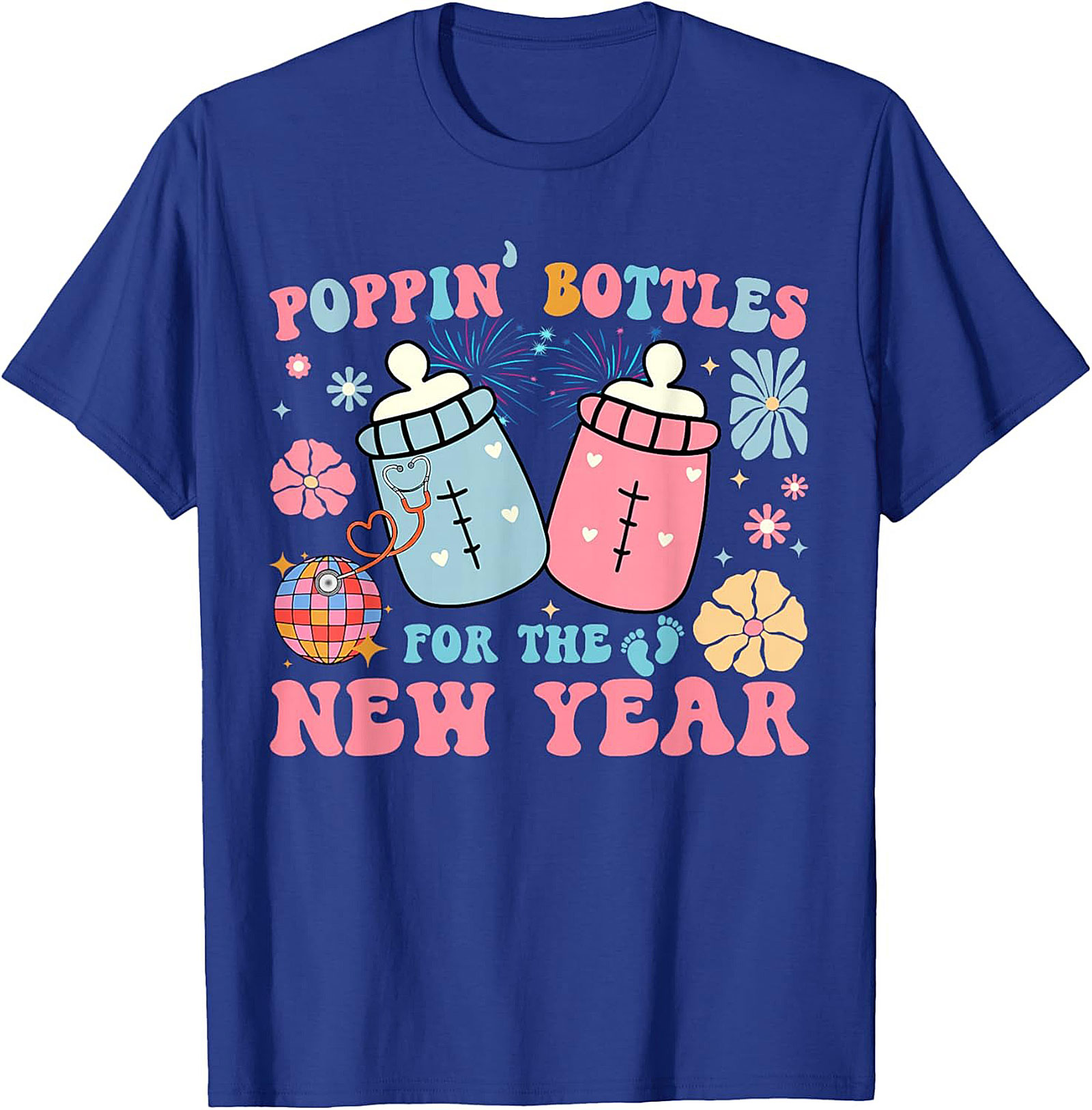 Poppin' Bottles New Year Baby Announcement Funny Tee