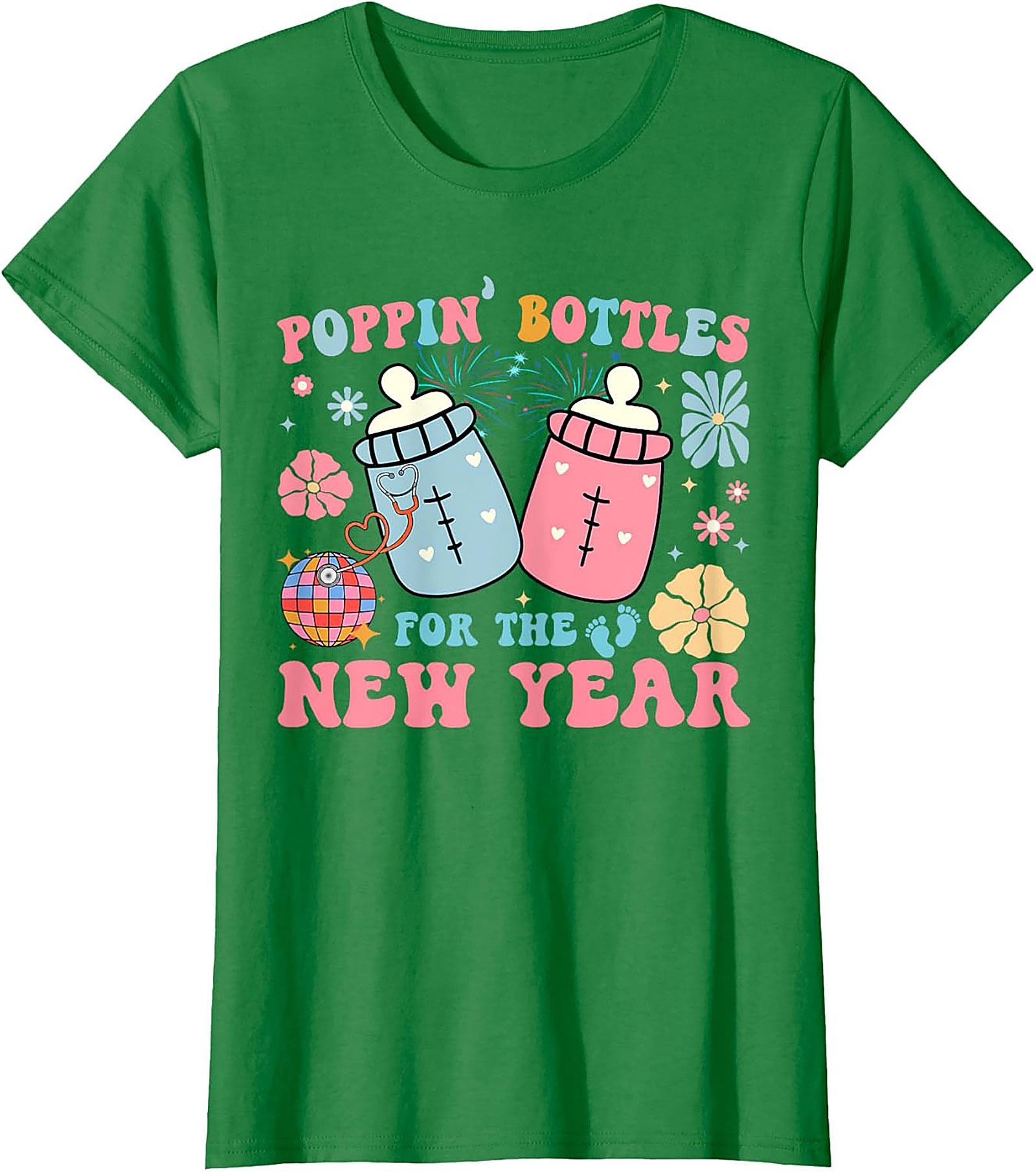 Poppin' Bottles New Year Baby Announcement Funny Tee