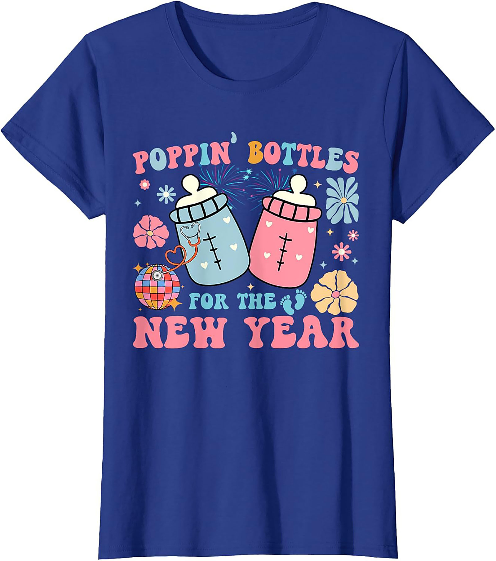 Poppin' Bottles New Year Baby Announcement Funny Tee