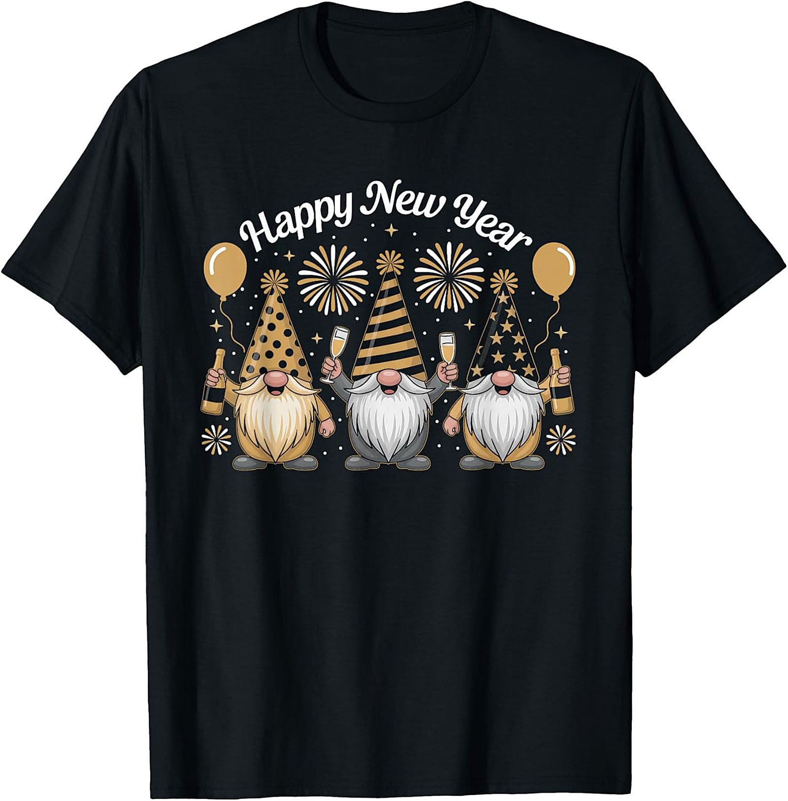 Happy New Year Gnome T-shirt Funny NYE Graphic Tee